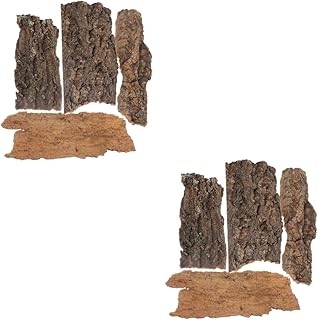 Amosfun 8 Pcs Reptile Bark Decoration Leopard Bark Cork Wood Tank Aquarium Wooden Cork Snake Spiders Bark Habitat Climbing Mat Aquarium Hideout Branch Reptile Basking Platform Turtle Gecko
