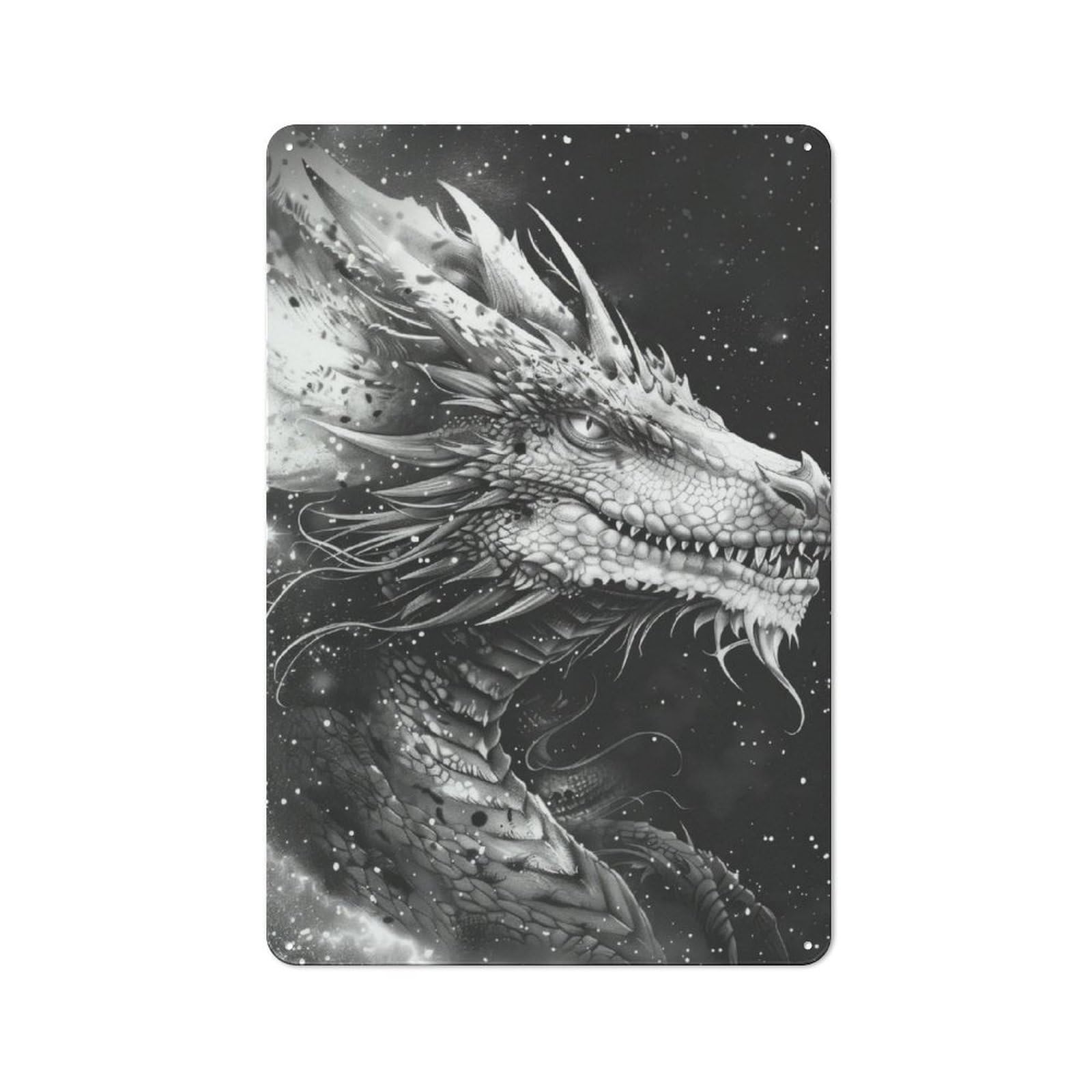 Junmoney Celestial Dragon Printed Metal Sign 30X20cm For Home Bar Wall, With Clear Vintage Wall Decor Character
