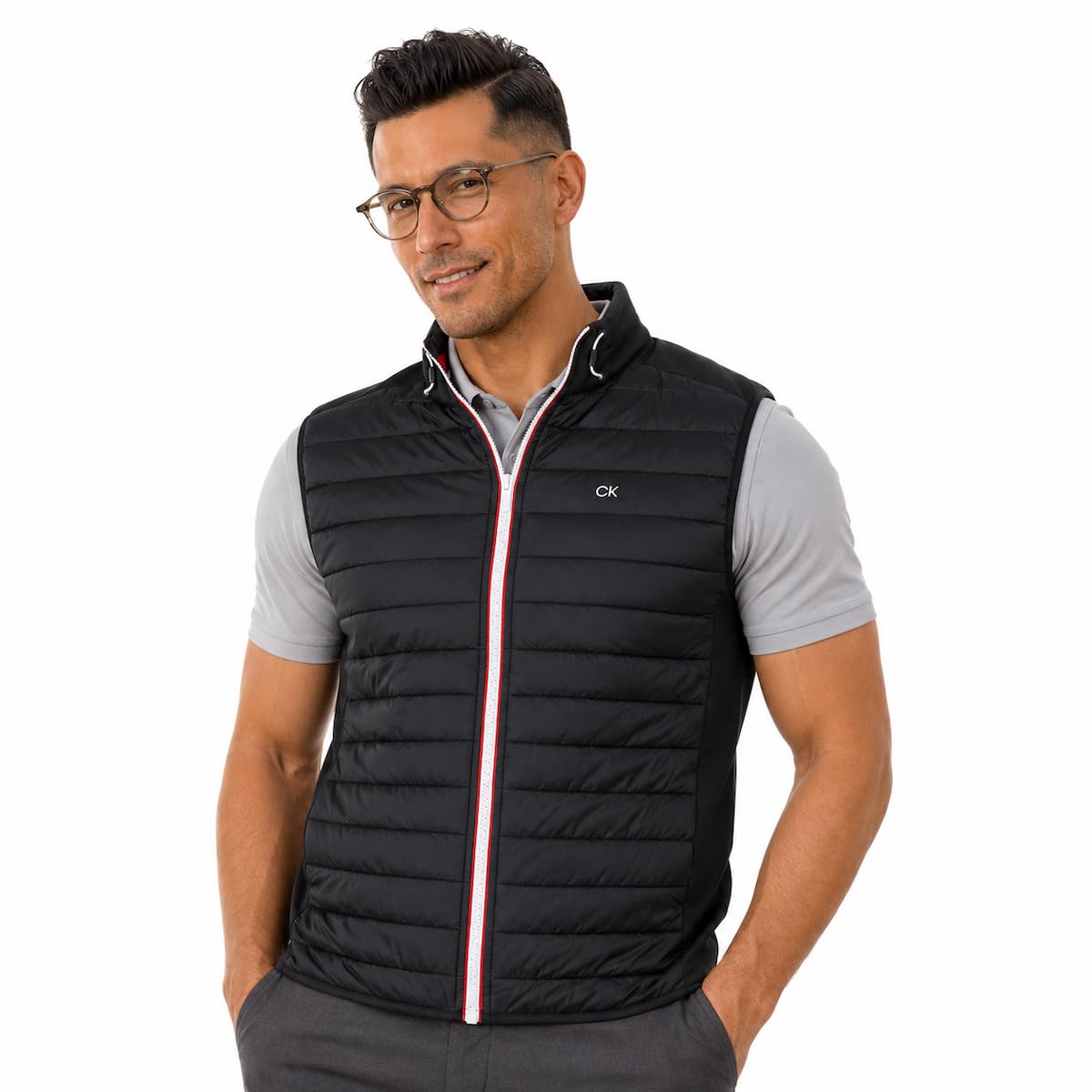 Calvin Klein Męska lekka kamizelka CK Insulate, czarny/czerwony, XL