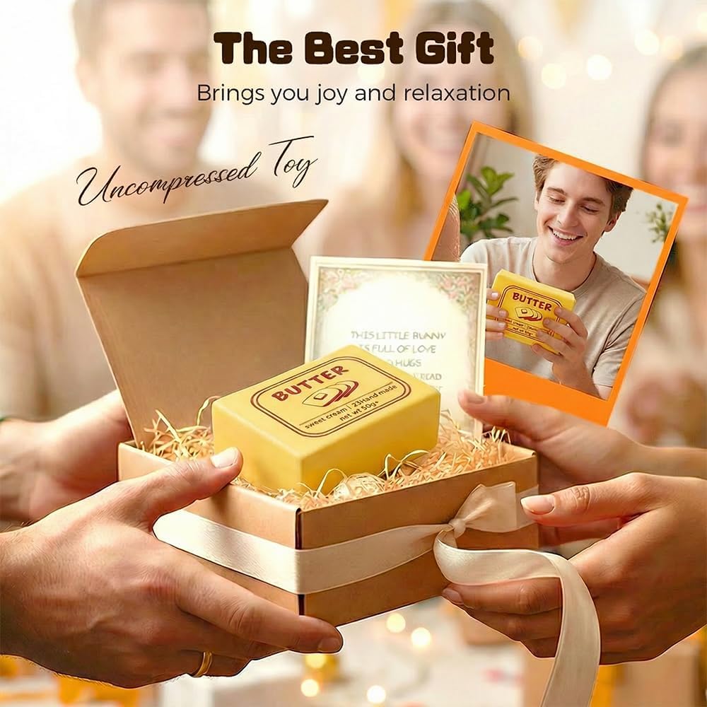 Butter Squishy, 2026 New Square Extra Soft Giant Butter Squishy for Stress Relief, 4.33in Premium Stress Relief Ball Fidget Novelty Toy for Anxiety Relief, Party, Office Daily Use (Yellow*2)