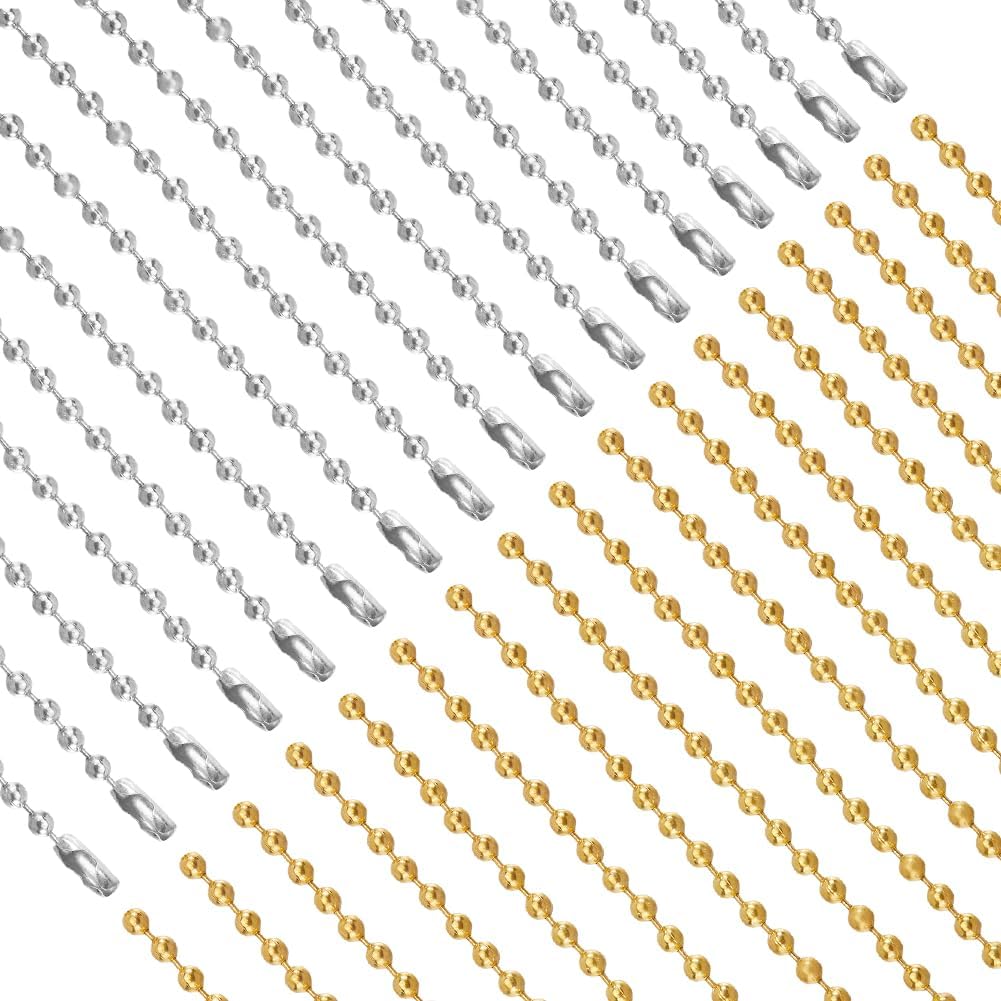 1 Box 30Pcs 24 Inch Black Ball Chain Necklace Bulk Ball Bead Necklace Chains Long Adjustable Iron with Connector Clasp for Jewelry Making Blank Tag Pendant Ornaments Supplies DIY Crafts