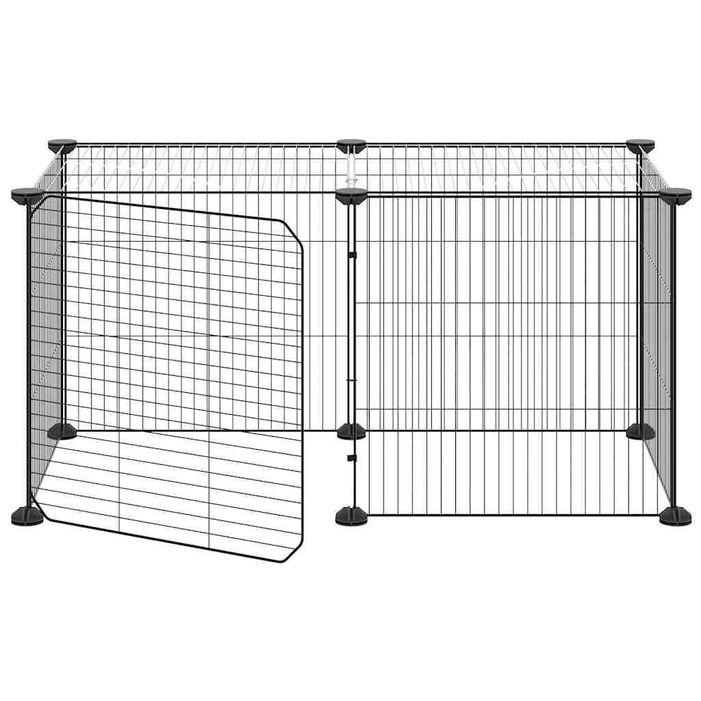 Jaula para mascotas de acero con recubrimiento en polvo, color negro, 35 x 35 cm, con puerta, para conejos, roedores, caño y uso interior y exterior