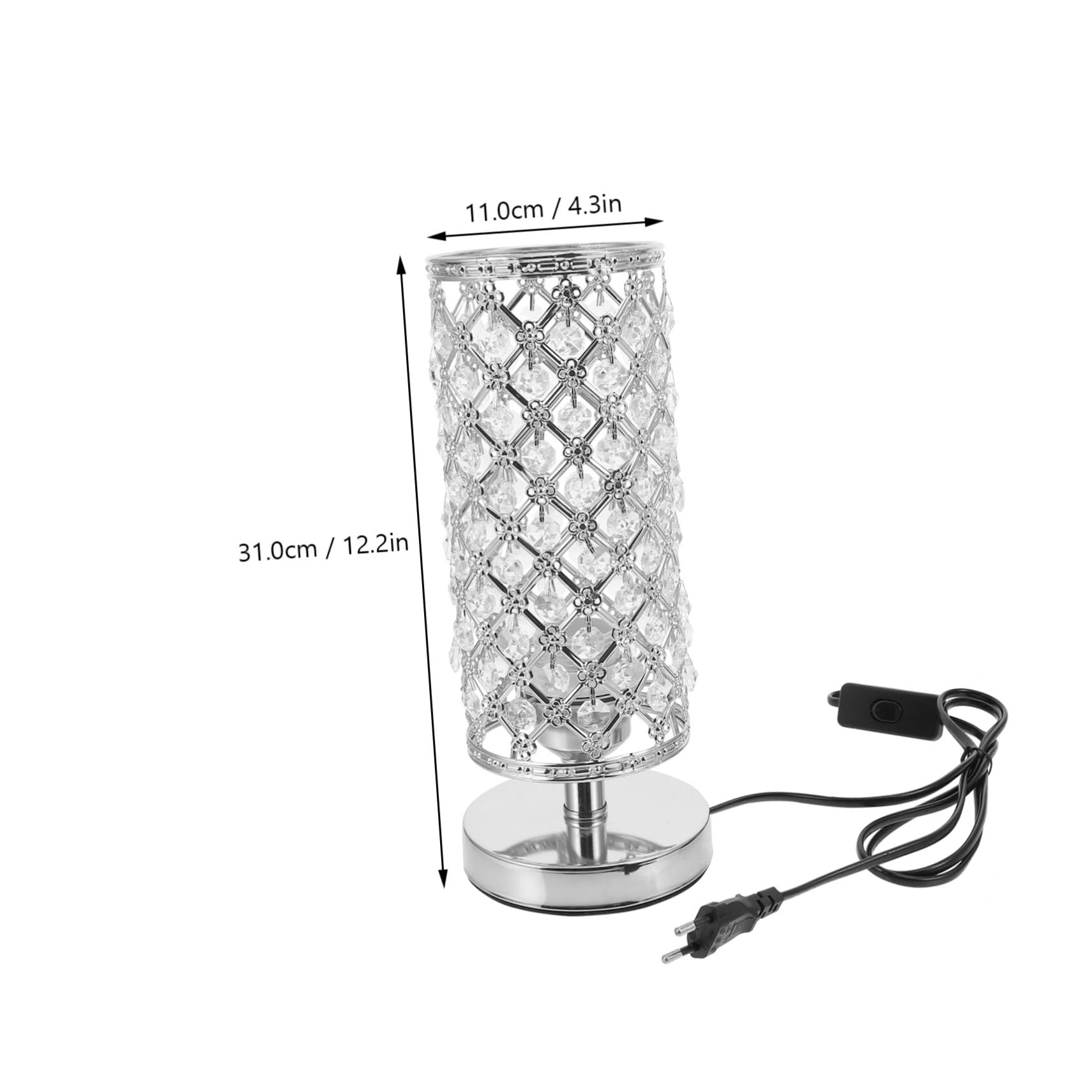 Gatuida Lámpara de Mesa de Cristal Decorativa para Salón con Luz Diseño Simple y Estructura Práctica Lámpara Interior con Interruptor y Enchufe Europeo