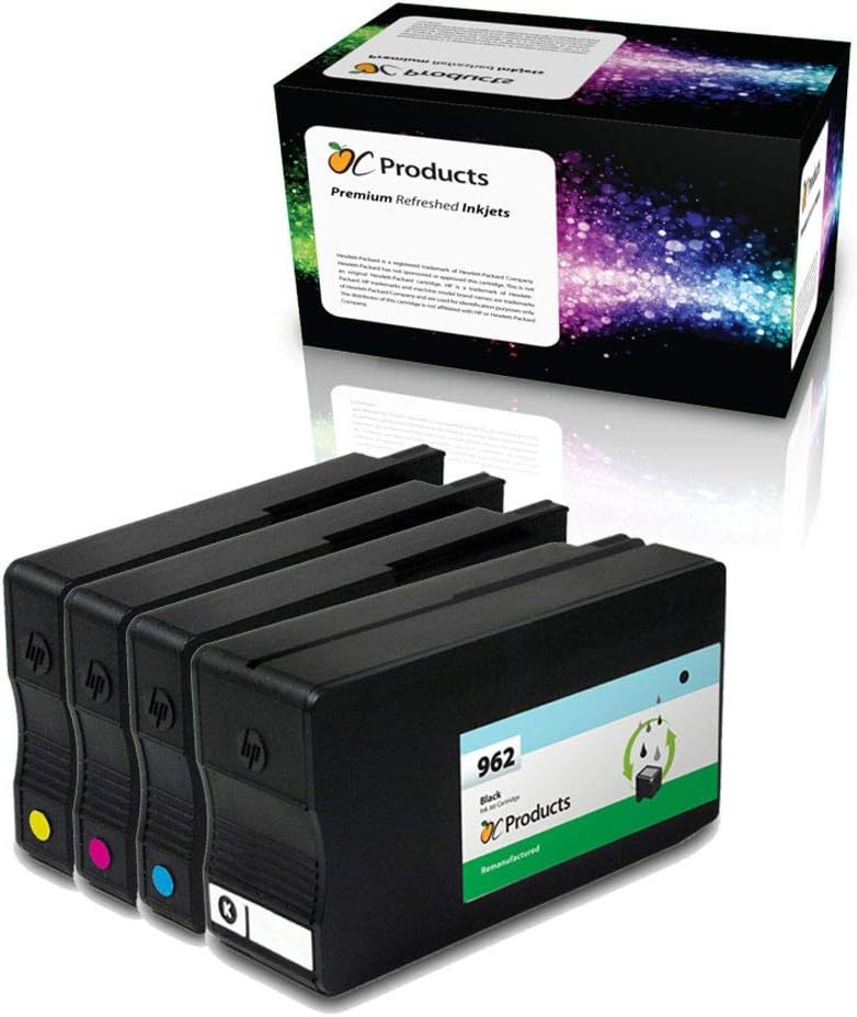 Remanufactured Ink Cartridge Replacement 4 Pack for HP 962 for Officejet Pro 9010 9015 9016 9018 9020 9025 Printers (1 Black 1 Cyan 1 Magenta 1 Yellow)