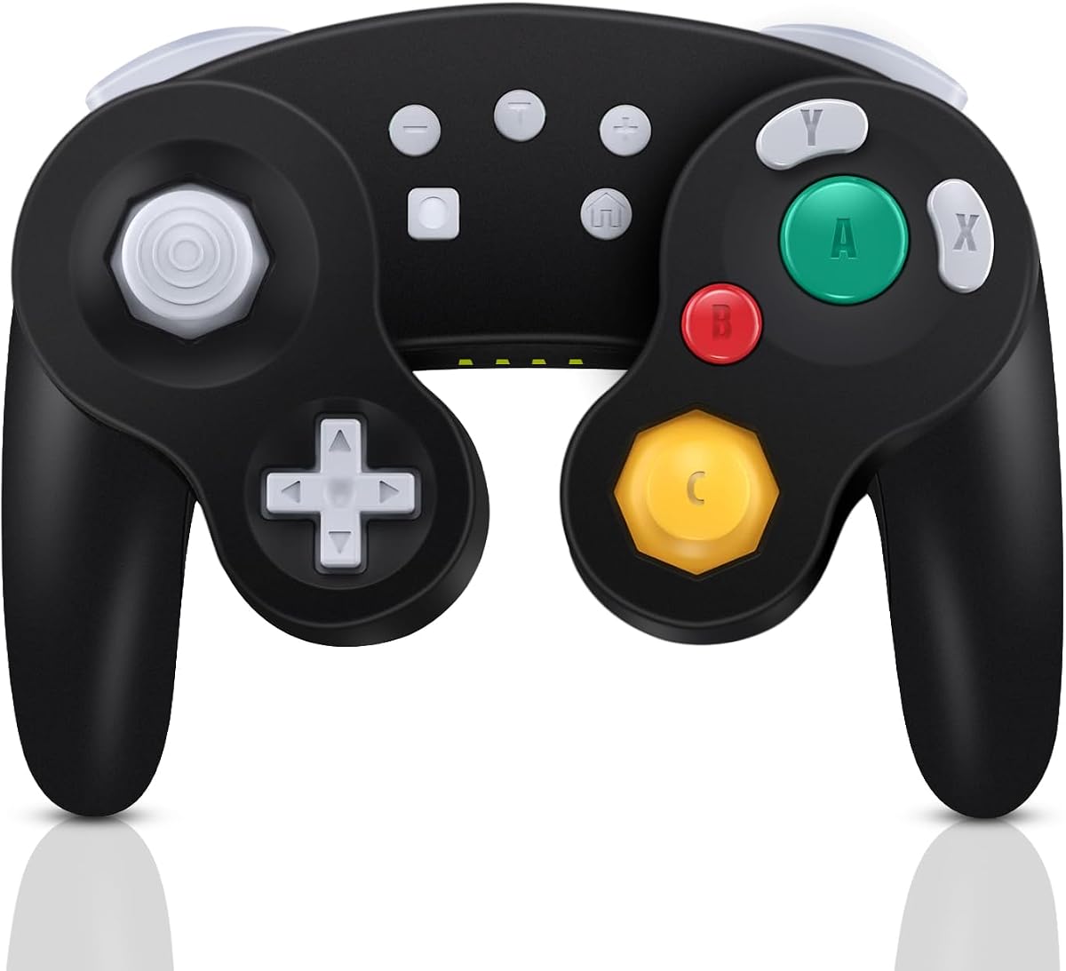 Controlador Gamecube inalámbrico para Nintendo Switch, controlador Switch Pro inalámbrico para Nintendo Switch/PC/Steam, despertador con un botón, movimiento giroscópico de 6 ejes, Turbo y Turbo automático (negro)