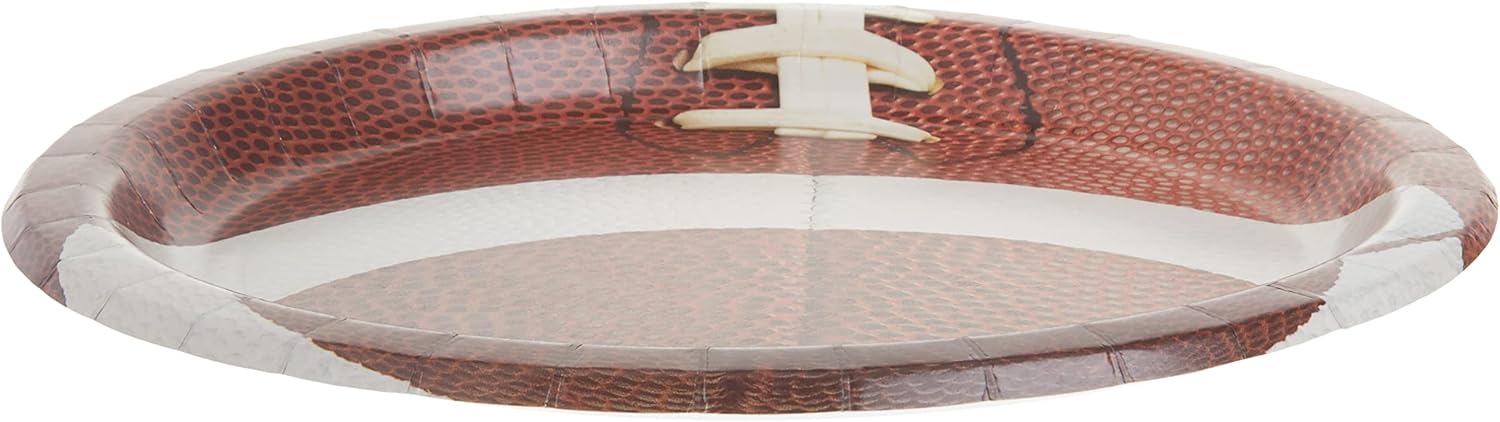 Multicolor Football Fiesta Paper Round Dinner Plates - 9" (8 Count), Durable & Eye-catching Design - Perfect For Game Day Celebrations & Sports-Themed Parties