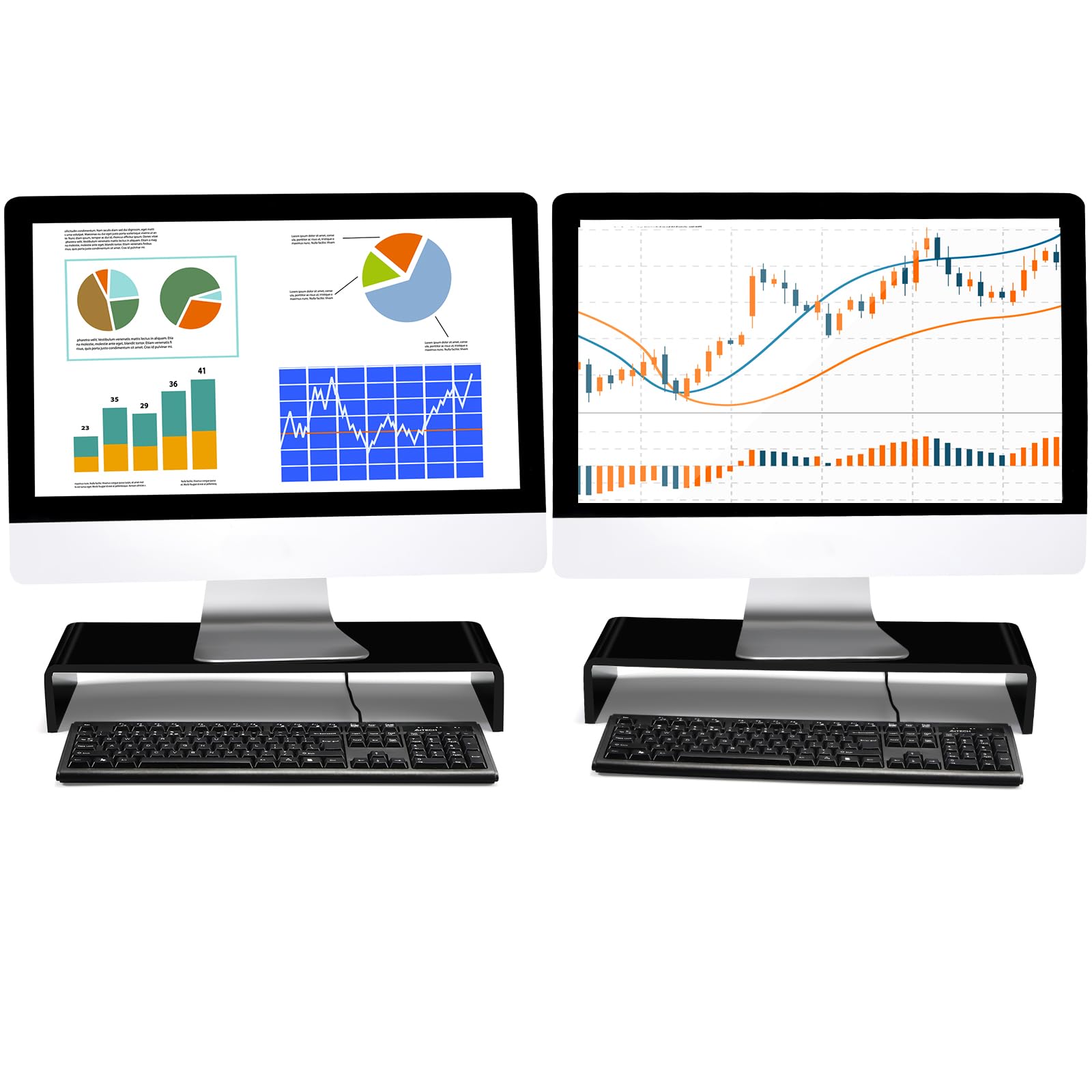 Jetec 2 Pcs Acrylic Monitor Stand Desktop Video Acrylic Monitor Riser Desk Shelf Computer Stand for Laptop TV Computer Screen Desk Organizer Teacher's