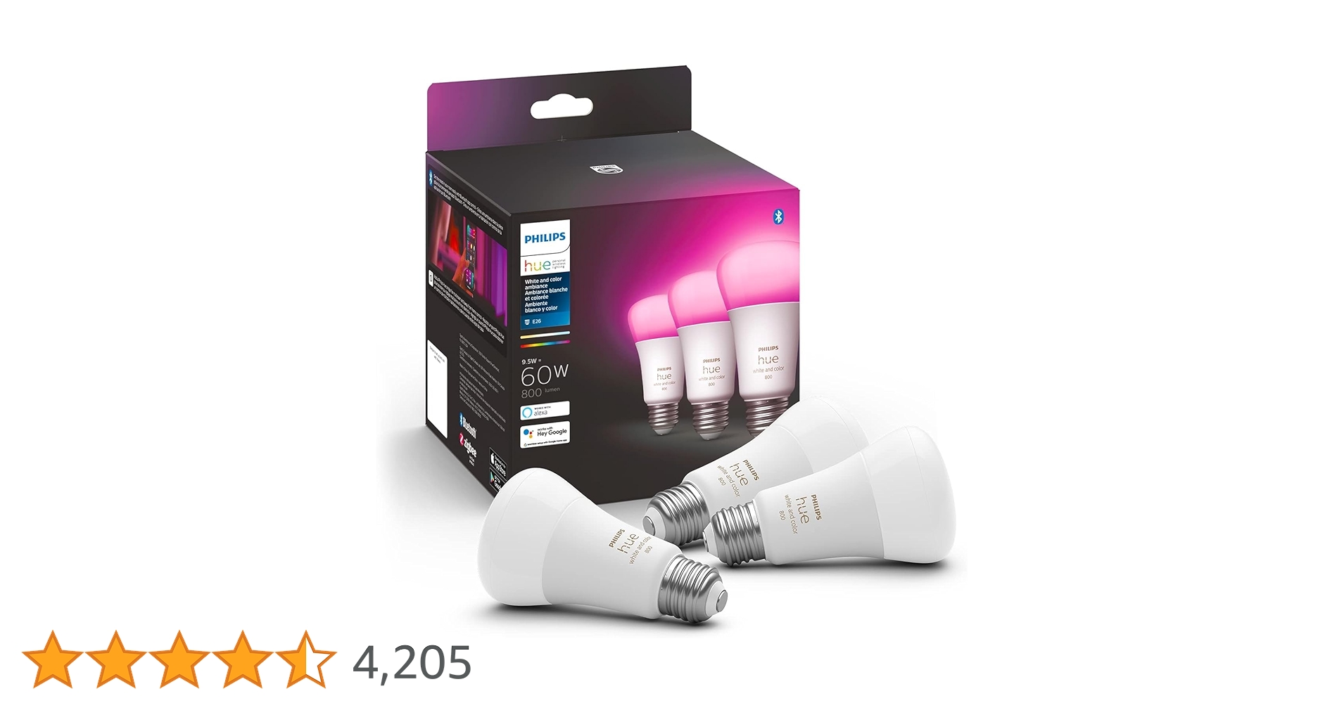 PHILIPS Hue White Ambiance 3個 Hue Starter kit: 3-pack E26 LED Bulbs White and Colour
