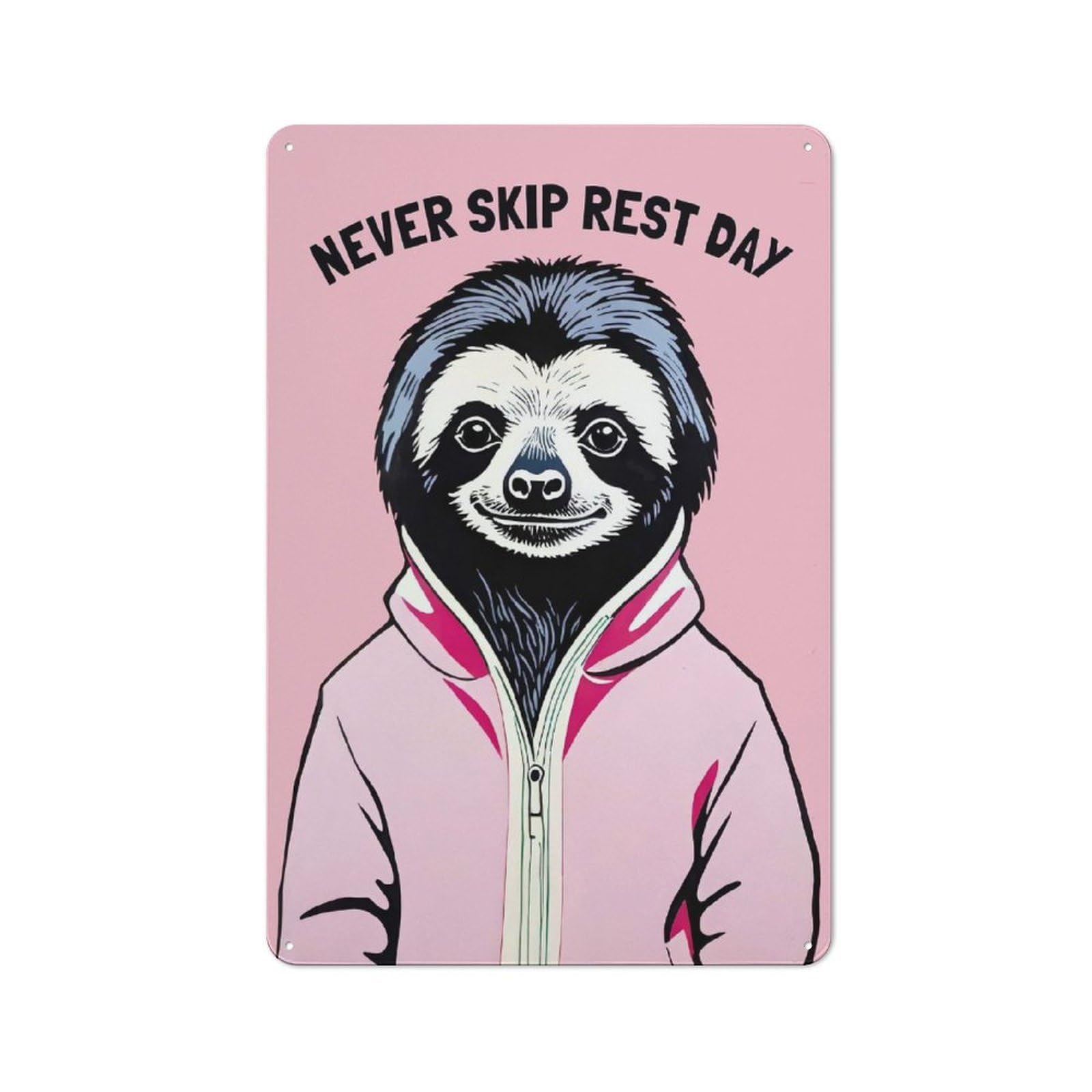 Junmoney Style-6 Sloth Rest Day Metal Wall Art Sign 30X20cm, Vintage Old Style Wall Plaque For Living Room, Hallway, Kitchen Or Cafe