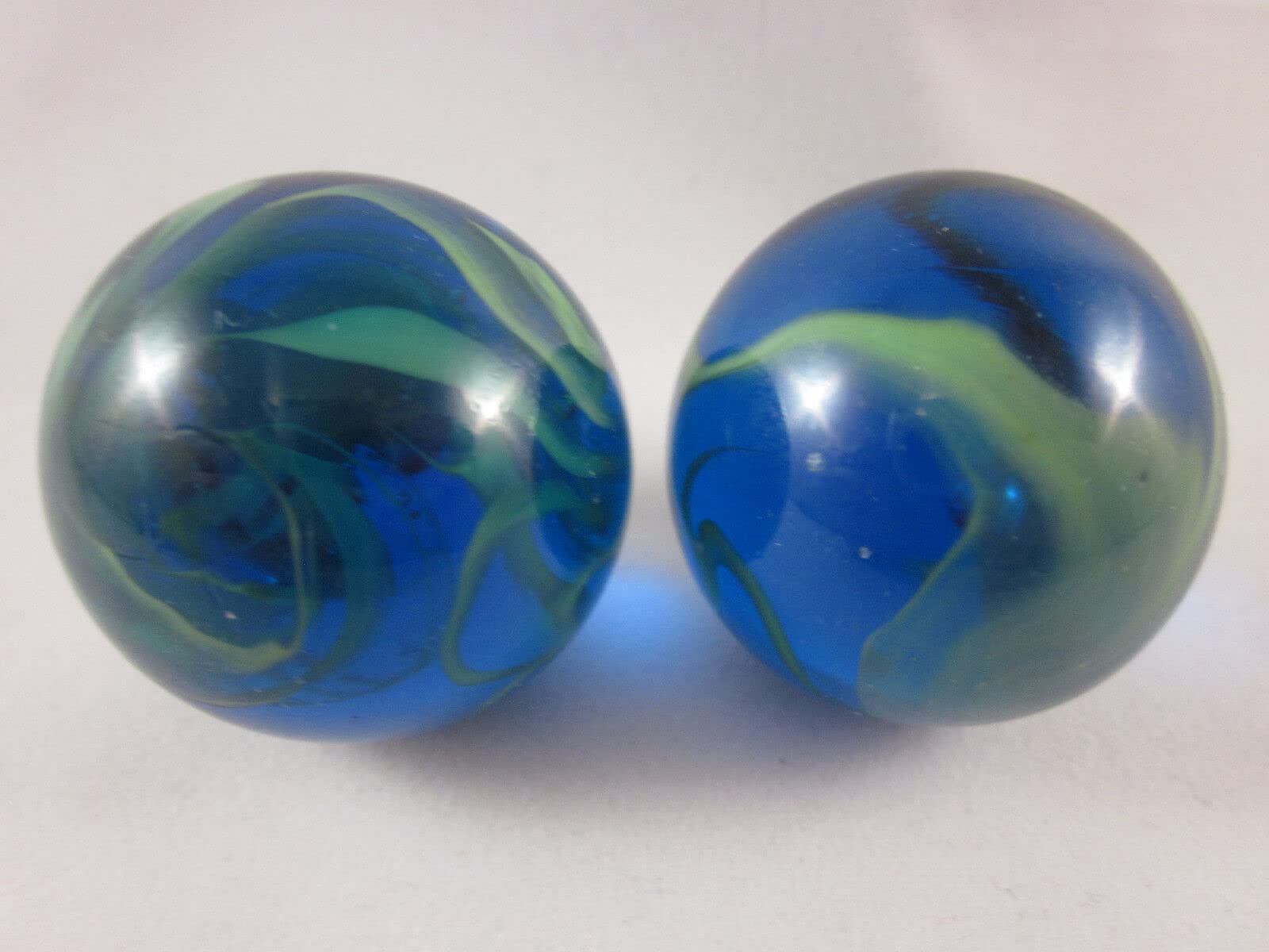 Big Game Toys Set of 2 SEA Turtle 35mm Boulder Translucent Blue/Green Swirl Large Shooter Solid Glass Marbles Aquarium Decor Glass Filler