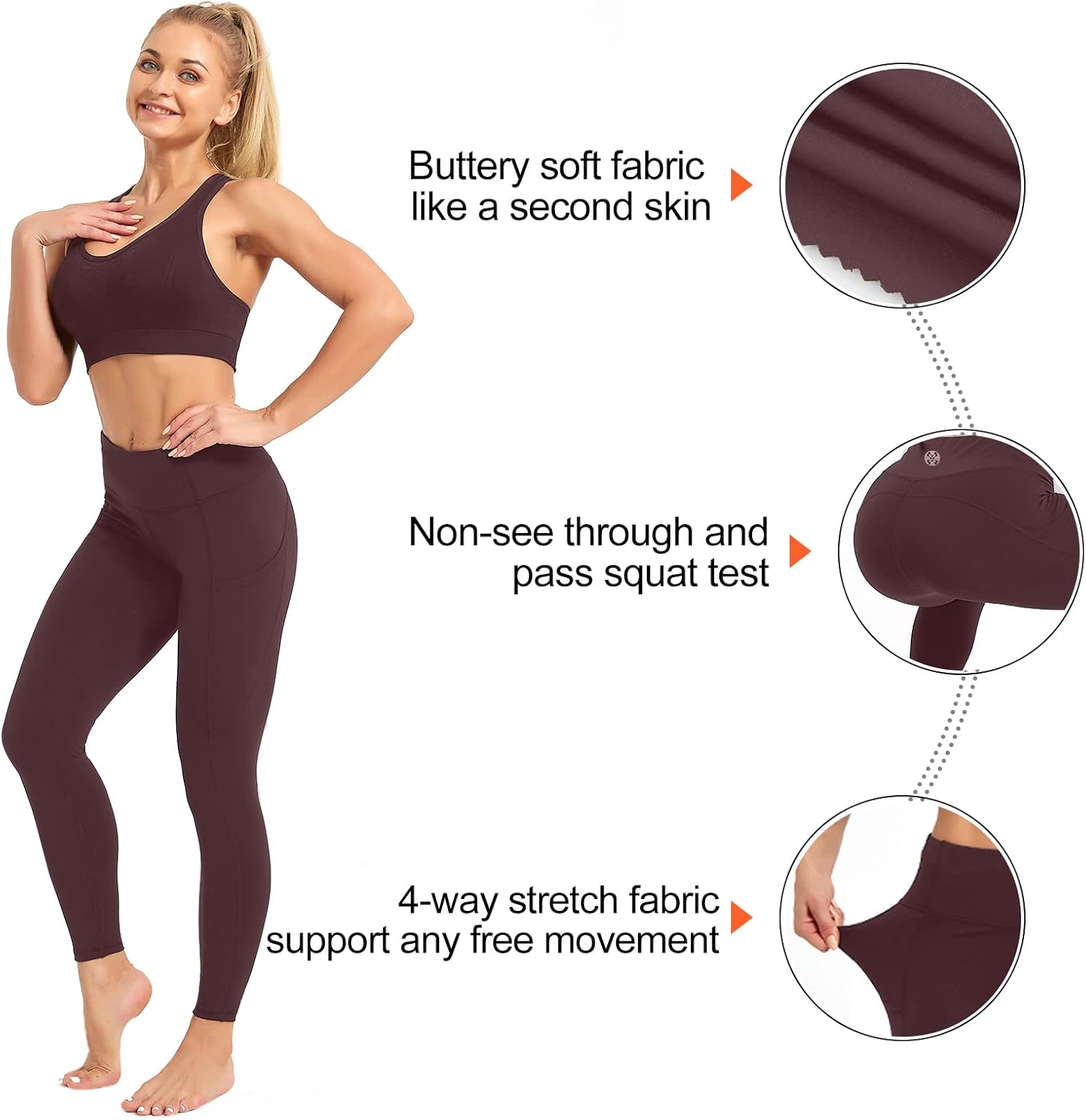SP3LOPS Yoga Pants with Pockets for Women High Waisted Tummy Control Women's Buttery Soft Yoga Workout Leggings Running Pants - Image 2