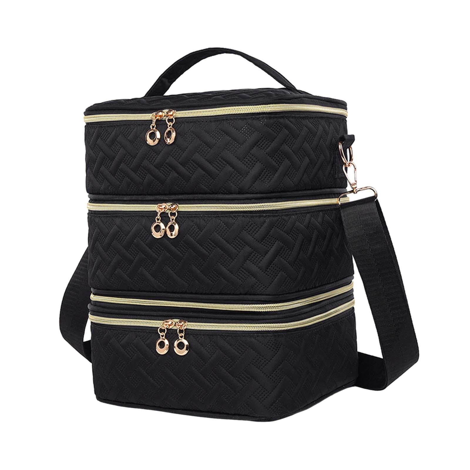 Estuche para uñas con bolsa organizadora triple de gran capacidad y textura tejida individual