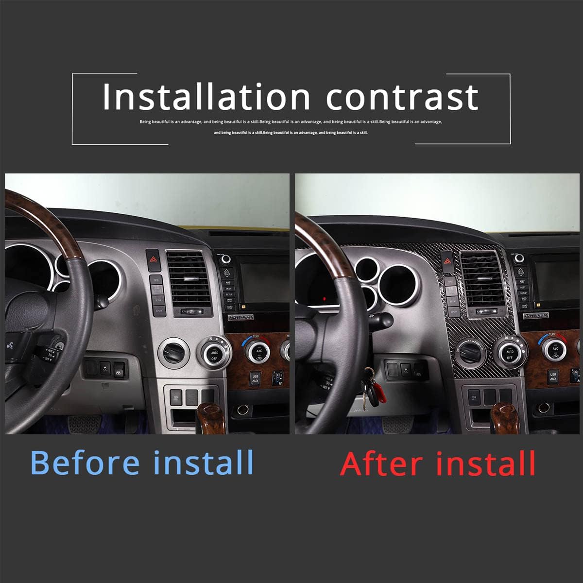 LLKUANG Compatible with Soft Carbon Fiber Dashboard Panel Decoration Sticker Car lnterior Modification Accessories for Tundra 2007 2008 2009 2010 2011 2012 2013,2PCS
