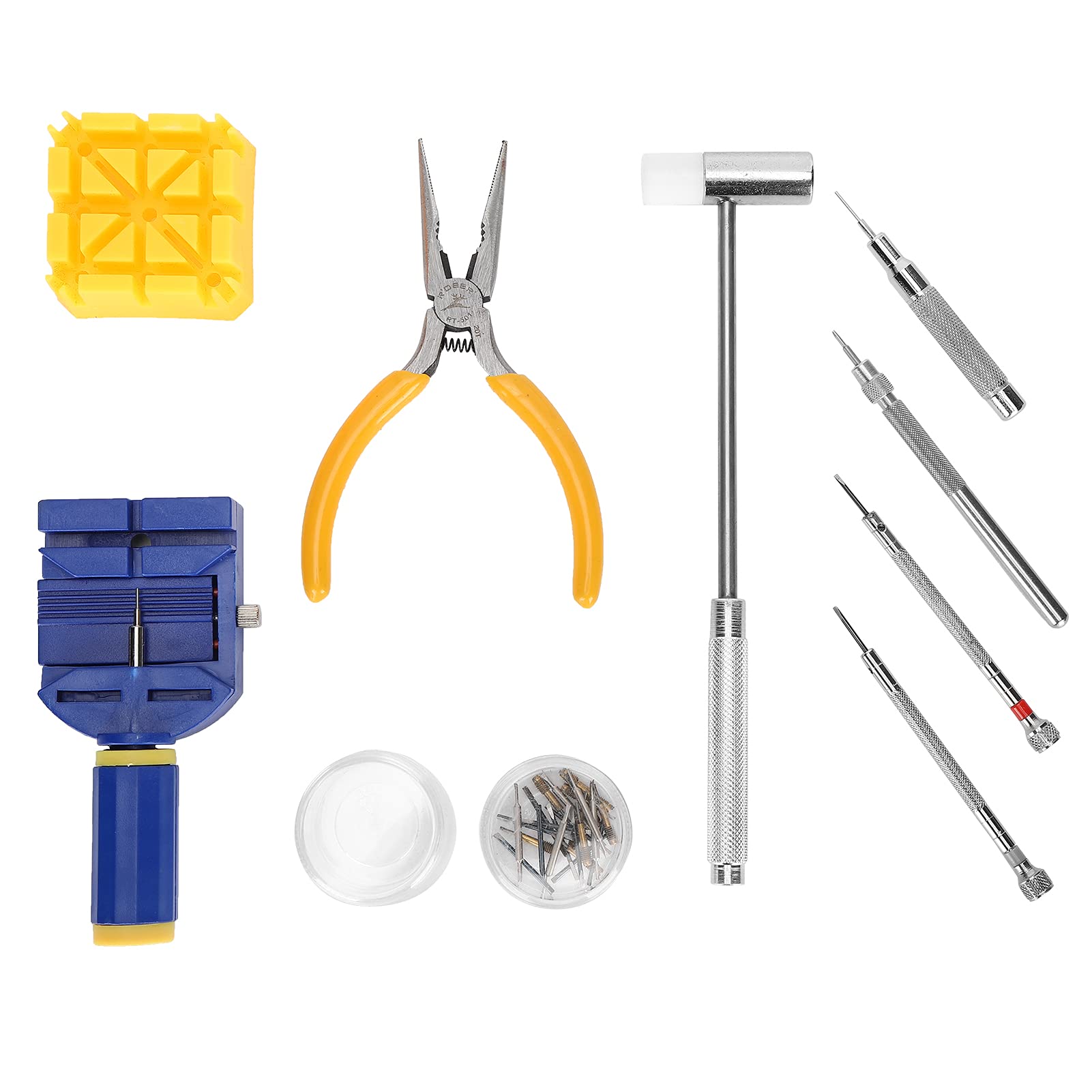 Kit de eliminación de eslabones de reloj, herramienta de reparación de removedor de pasadores de eslabones de correa de reloj, kit de reparación de relojes profesional Juego de