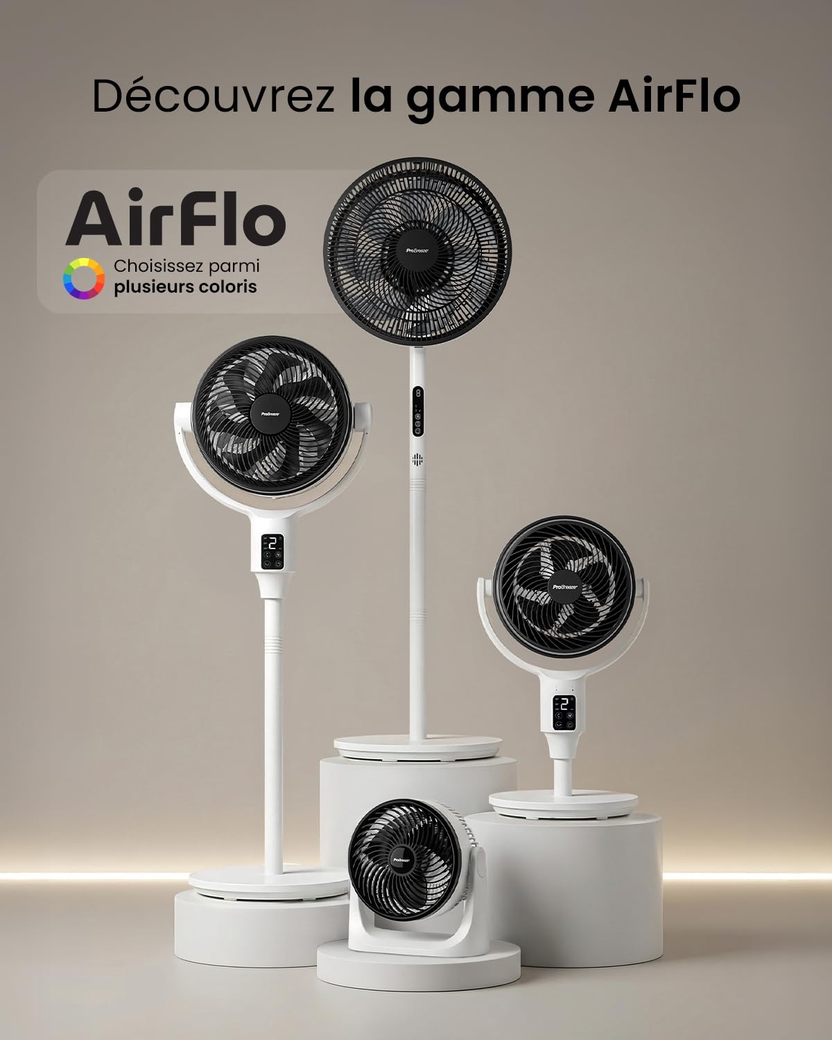 Pro Breeze AirFlo Mini Turbo – Ventilateur de Bureau Silencieux Ultra Puissant, 3 Vitesses, Inclinaison 90°, Ventilateur Compact pour Chambre, Bureau & Maison, Rafraîchissement Instantané