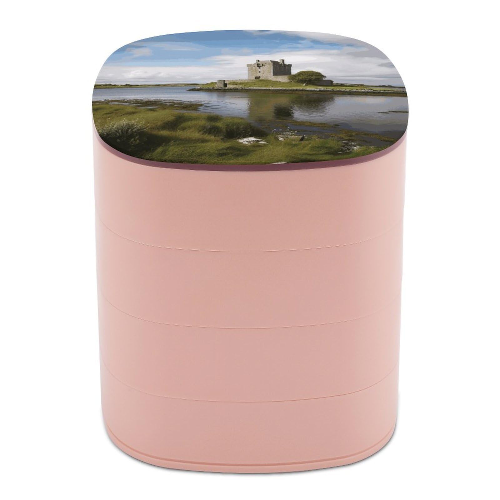 JTREHY View of The Dunguaire Castle Jewelry Box 4-Layer Covered Rotating Jewelry Storage Box Large Capacity Storage Boxes Portable Jewelry Case for Bracelets Earrings Necklace