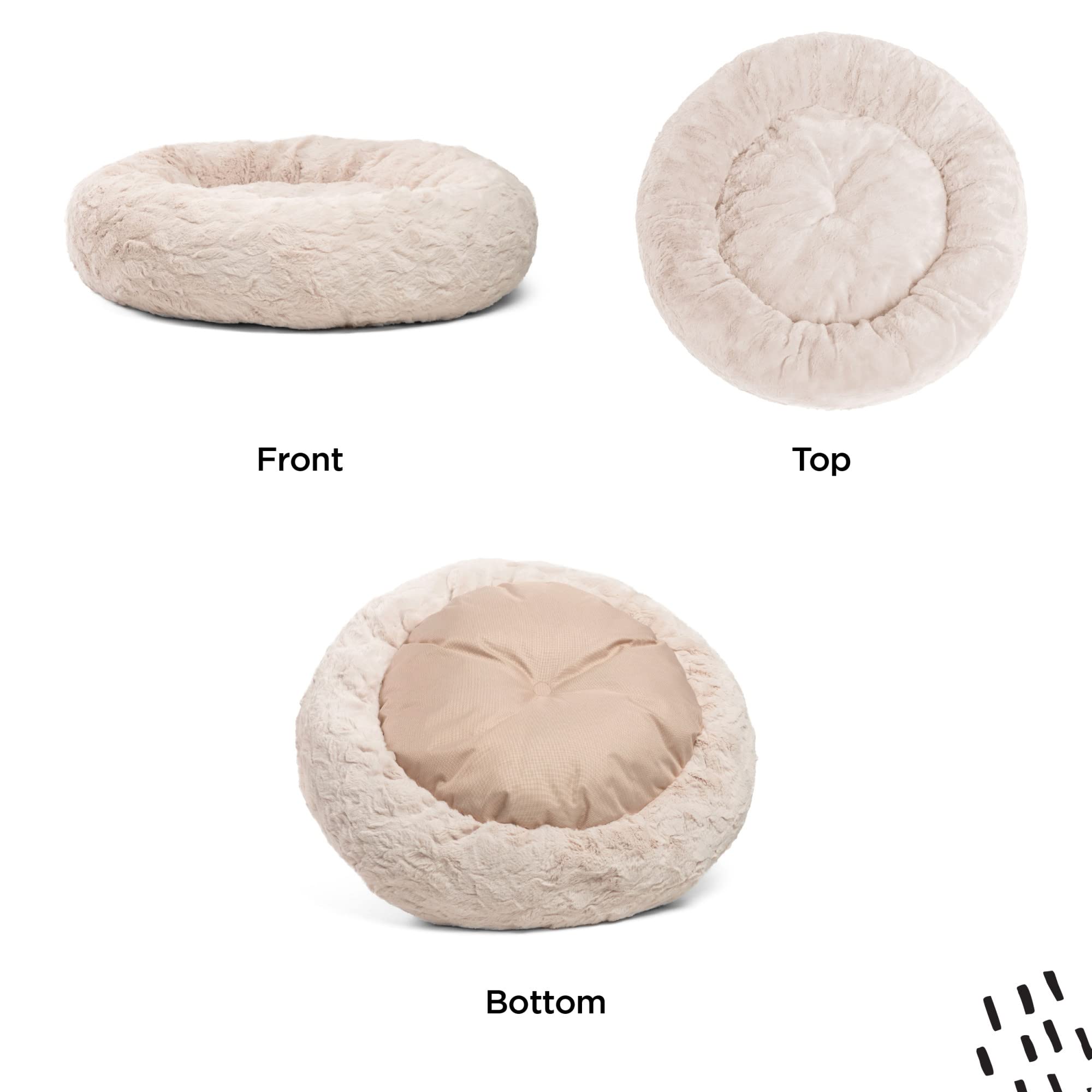 Best Friends by Sheri The Original Calming Donut Cat and Dog Bed in Lux Fur Oyster, Small 23x23"