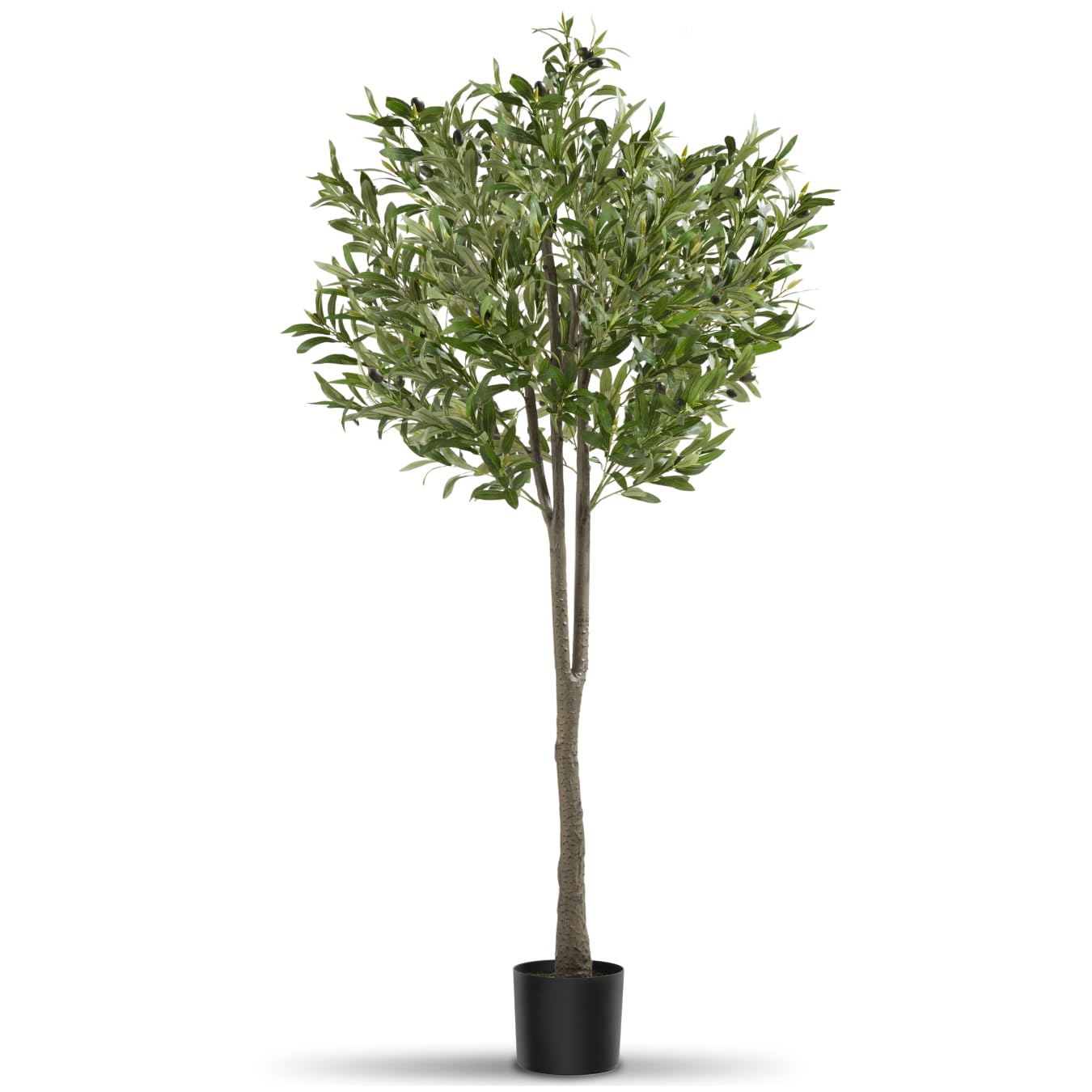 tectake® Olivo Artificial Grande con Tronco de Árbol, Hojas y Olivas Realistas, Planta Artificial Grande para Decoracion Salon, Plantas Artificiales Grandes, Plantas Decorativas - 150 cm de Alto