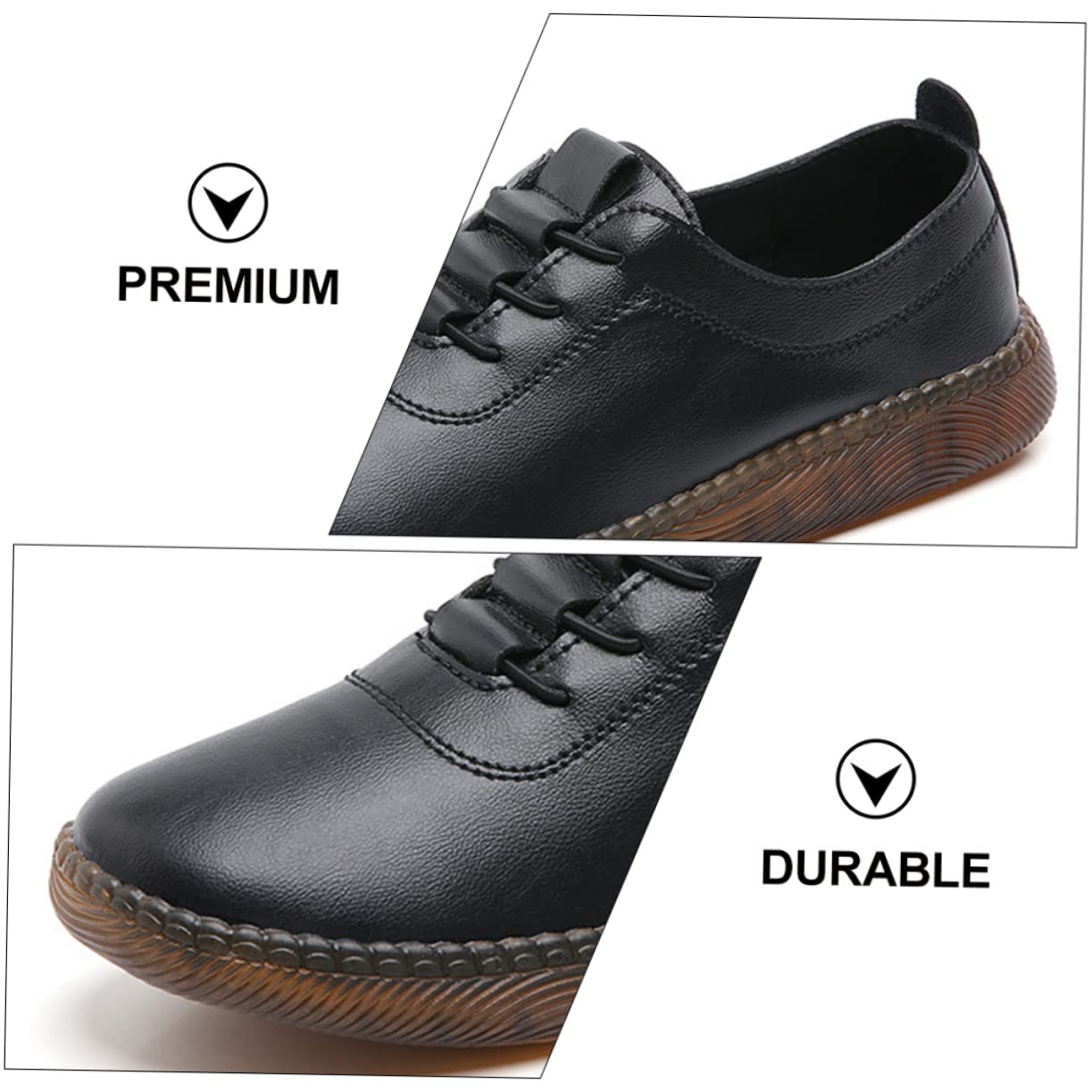 SOIMISS Zapatos de Cuero Perezosos De Las Mujeres Vestido de Mujer Pisos Zapatillas Casuales Women illas os Casuales os de Cuero de : Caucho Black