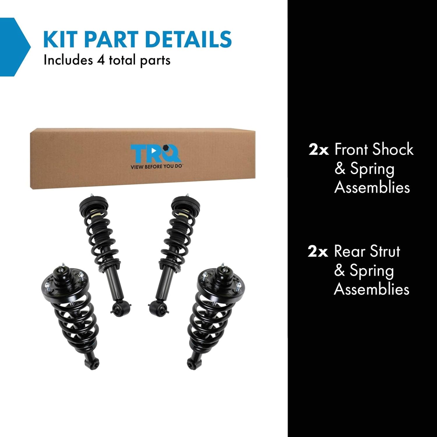 TRQ Front & Rear Strut & Spring Assembly Kit Set for 14-17 Ford Expedition