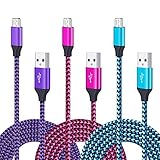 Samsung Galaxy Tablet Charger, Kakaly 3 Pack 6Ft Long Braided Nylon High Speed Fast Micro USB Quick Charging Cord for Samsung Galaxy S7 Edge S6, Grand Prime, Note 4 5, A7 A9, Tab Pro S2 A, More