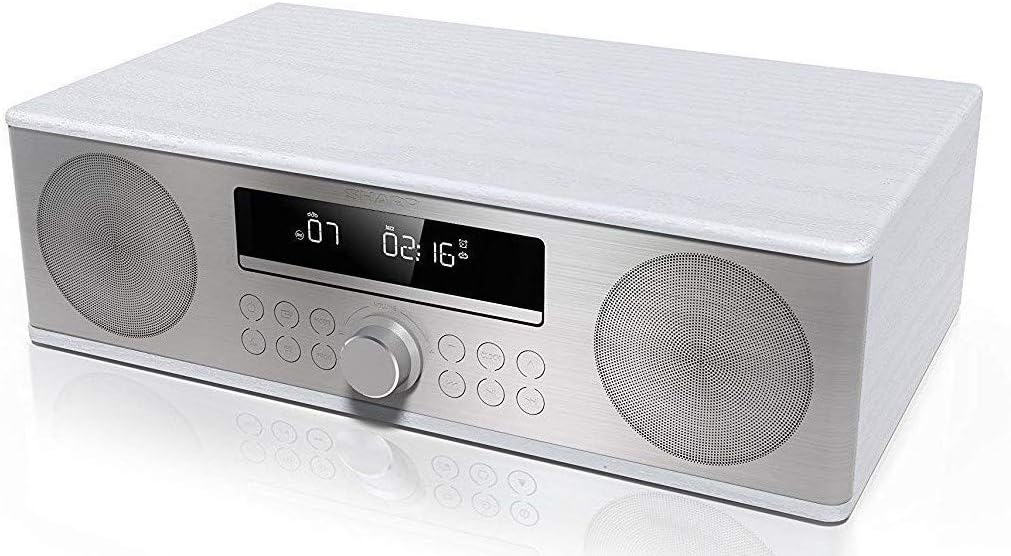 Sharp XL-B715D(WH) 90W All-In-One Micro Hi-Fi Audio System with DAB+ FM Radio, Bluetooth, CD, USB MP3 Playback/Charging & Remote Control - White