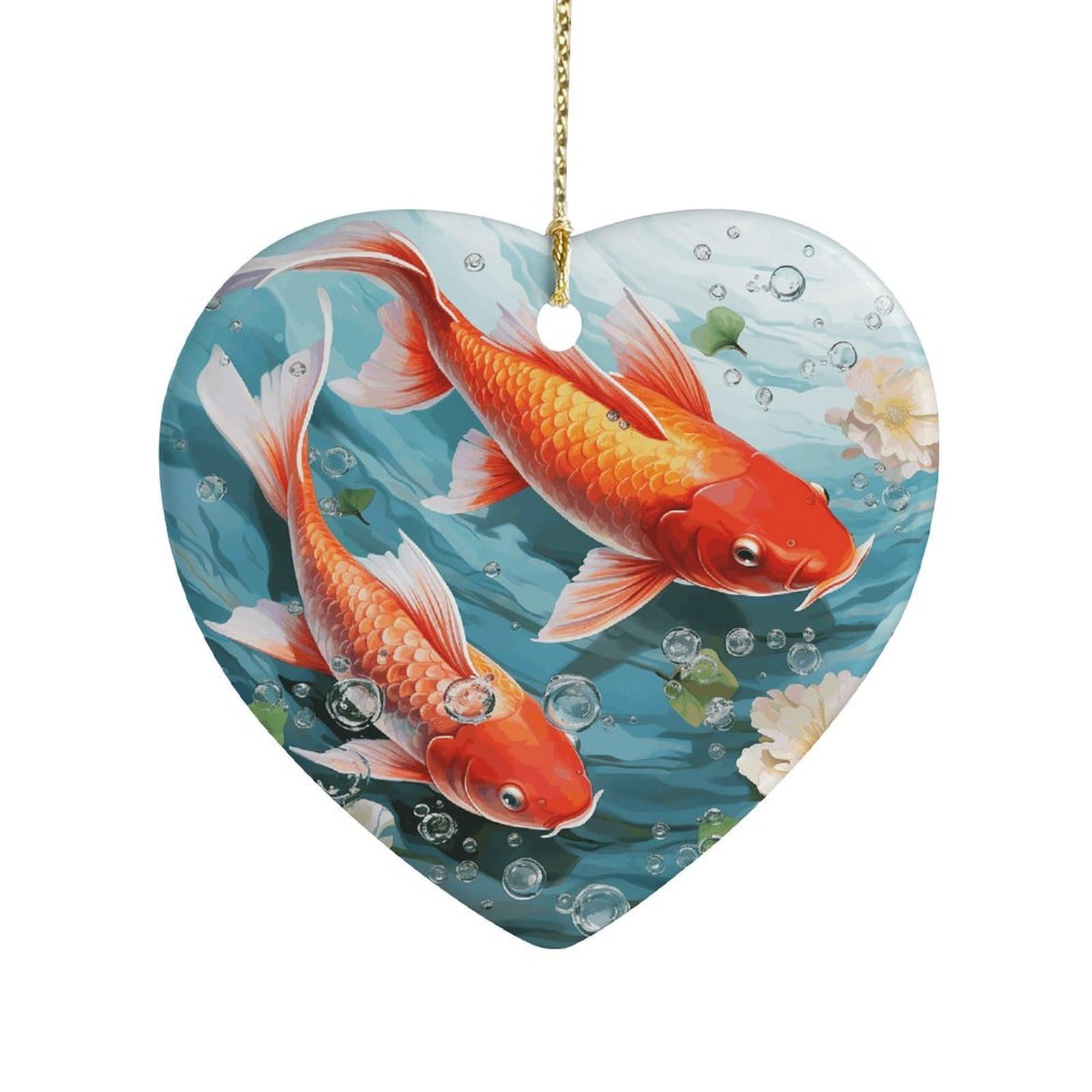 Fekiloot Style Japanese Pretty Red Carp Fish Ceramic Ornament Home Decor Keepsake