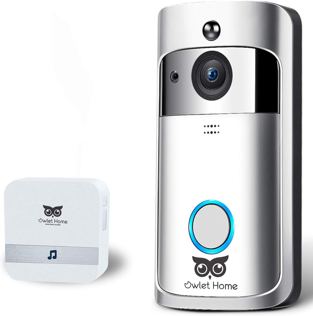 [Owlet Home] WiFi Video Doorbell, 720P Doorbell Camera, Two-Way Audio/Video Night Vision Motion Detection App Control for iOS and Android, No Monthly Fee with Indoor Chime, All Batteries, 16GB TF Card