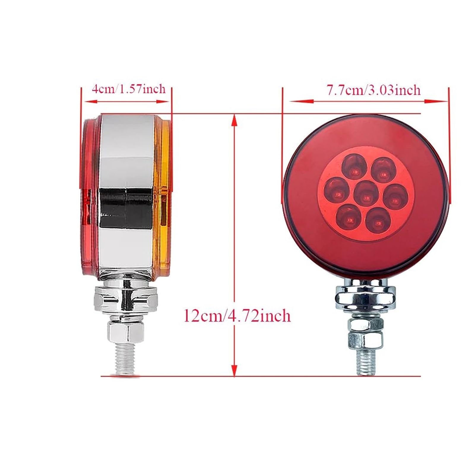 Generico Indicatori Di Direzione 12V-24V LED Rotondo Dual-Face Indicatore Di Direzione Fanale Posteriore Per Camion Rimorchi Auto Camper Luce Posizione Laterale Freccia Laterale