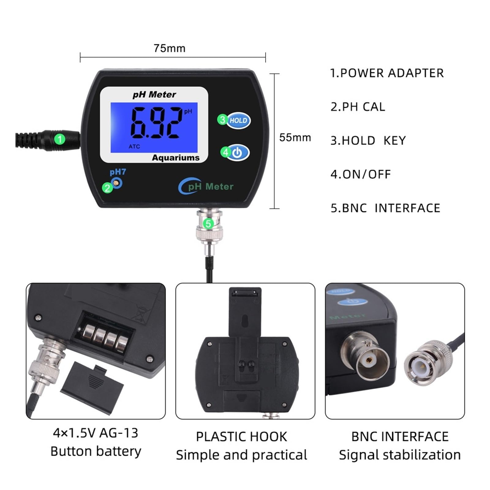 Medidor de pH Profesional y preciso for acuarios. Monitor multiparámetro de Calidad del Agua.
