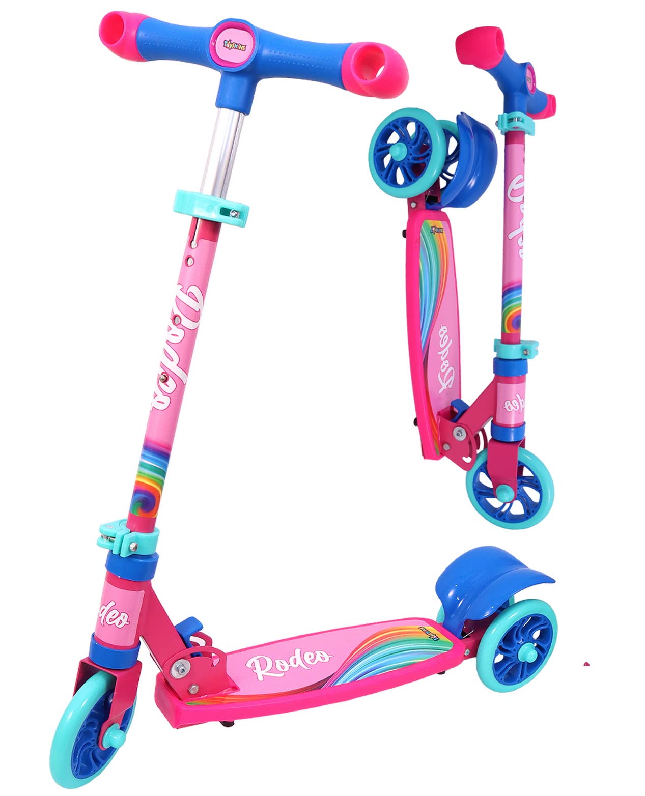 Toyshine Rodeo Runner Scooter for Kids with Anti Slip ABS Base and Aluminium Rod Ride-on, Height Adjustable, 3 Wheel Rider for Boys and Girls Ages 3+, Pink (B0BMTMYVMD) Amazon Price History, Amazon Price Tracker