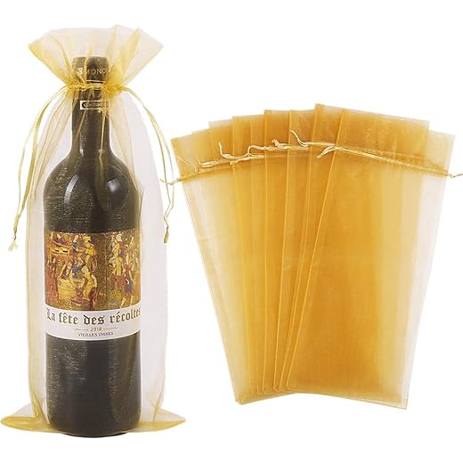 Organza Wine Bags 30pcs Gold