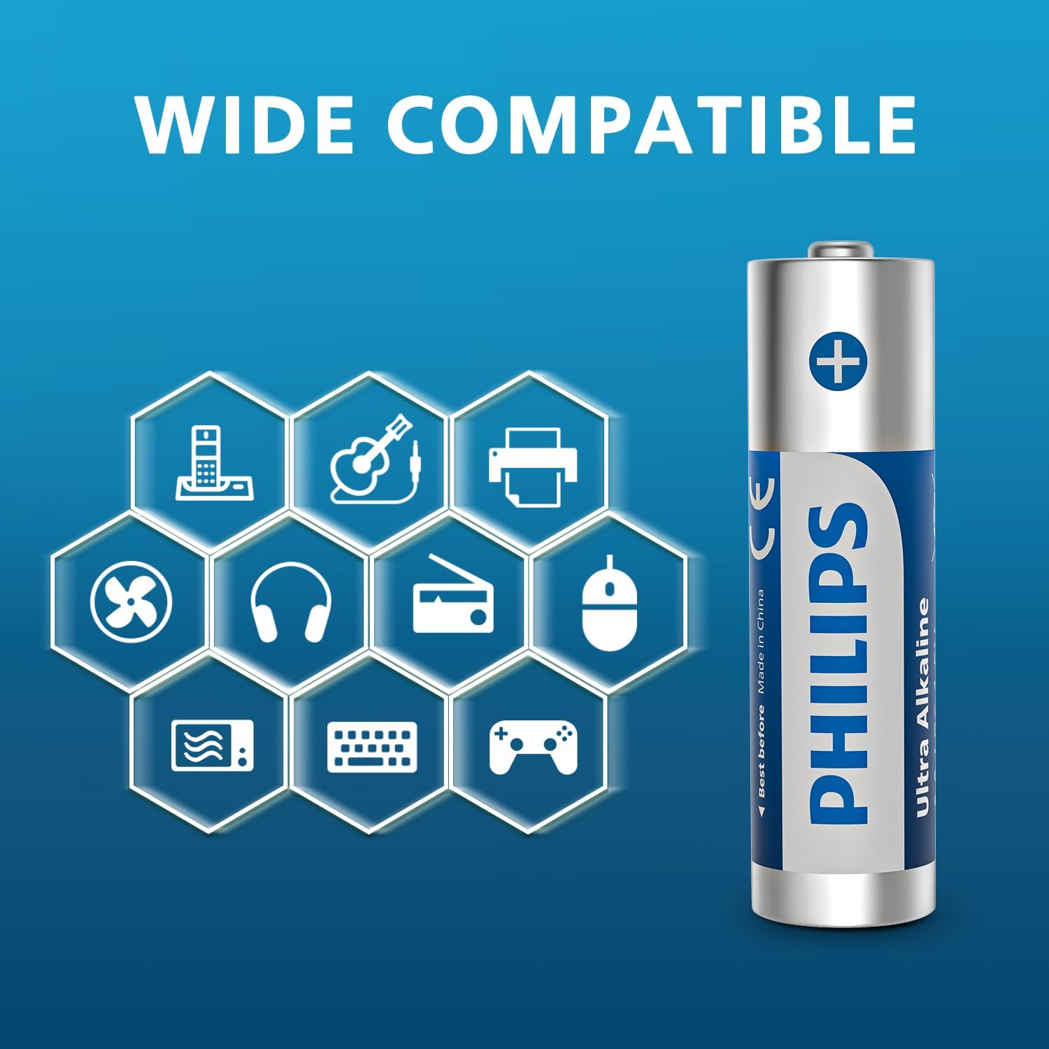 Philips AA Batteries 24 Pack Alkaline Double A Battery 1.5V Ultra Long Lasting 2A Batteries-10-Year in Storage (Non-Rechargeable)