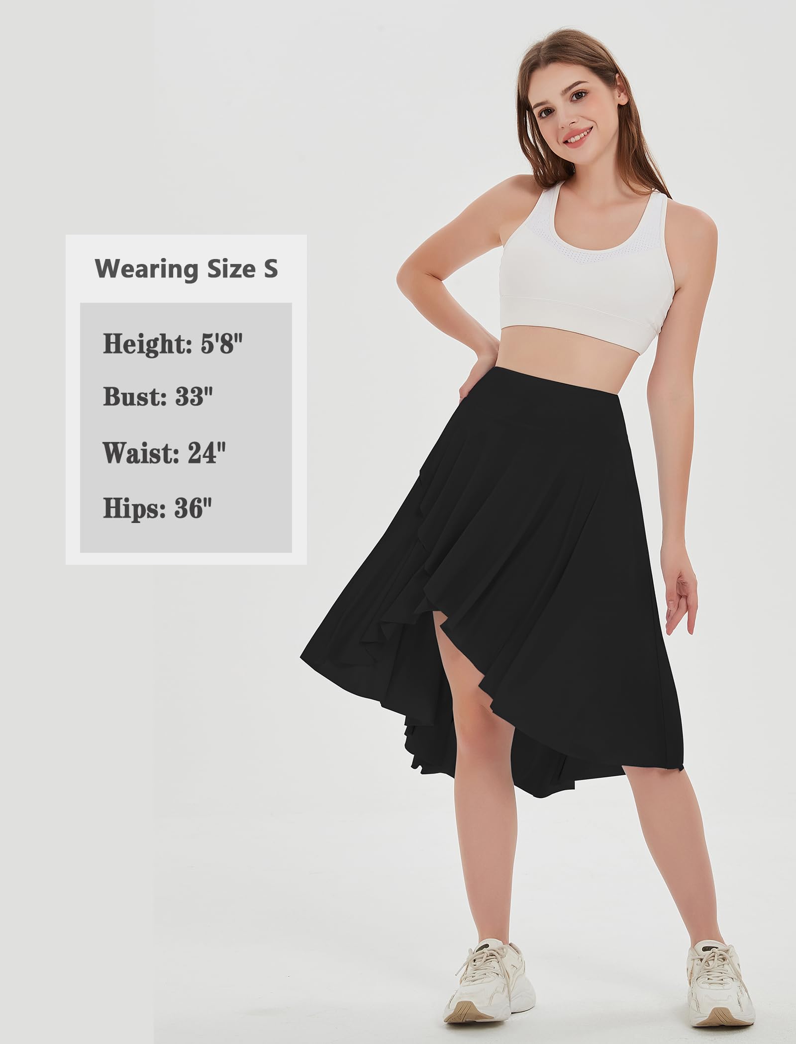 EXARUS Faldas asimétricas para mujer, falda de baile de cintura alta con volantes, estilo casual