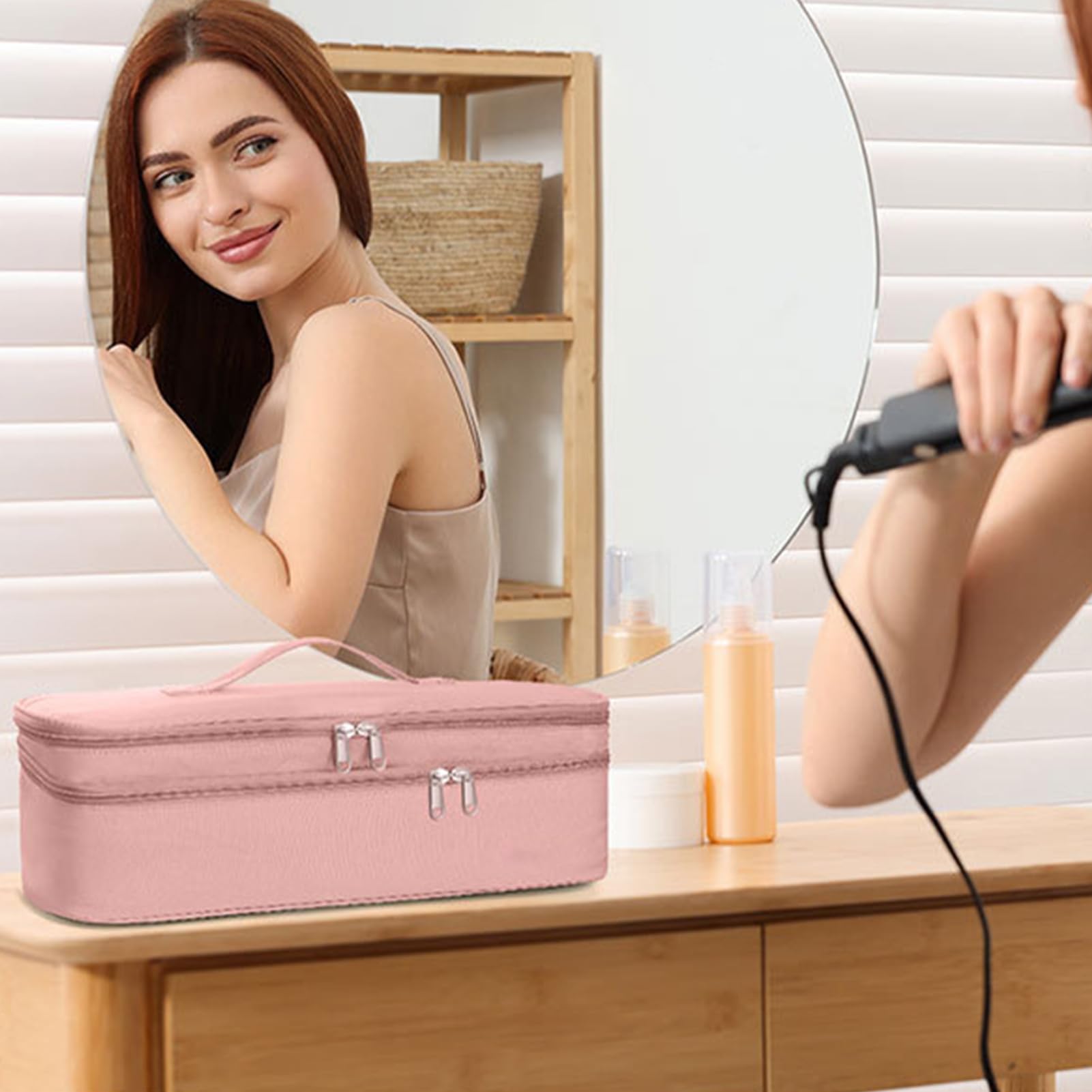 Borse per spazzole per capelli da viaggio – Materiale durevole a doppio strato | Custodia da viaggio per strumenti per capelli | Organizzatore portatile per pennelli per capelli con cuscinetto