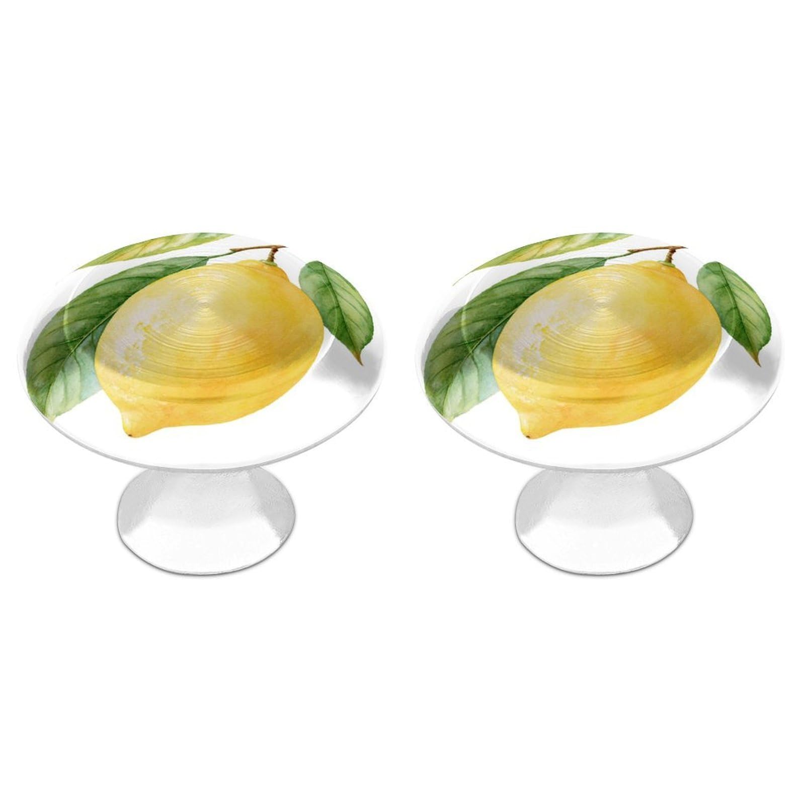 Jubonexis Fresh Whole Lemon Botanical Watercolor Round Drawer Cabinet Knobs Handles with Screws,2 Pcs, Drawer Dresser Knob Pulls Decor for Wardrobe Cupboard Home Office Kitchen