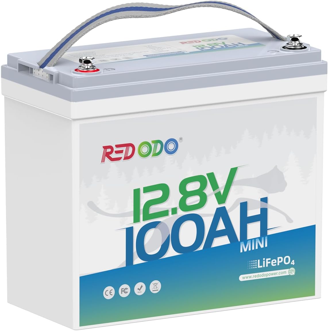 Redodo 12V 100Ah Mini LiFePO4 Battery, Smallest Lithium Battery with Upgraded 100A BMS, Max 1280Wh, Up to 15000 Deep Cycles Battery with 10 Years Lifetime for RV, Trolling Motor, Solar Home, Camping
