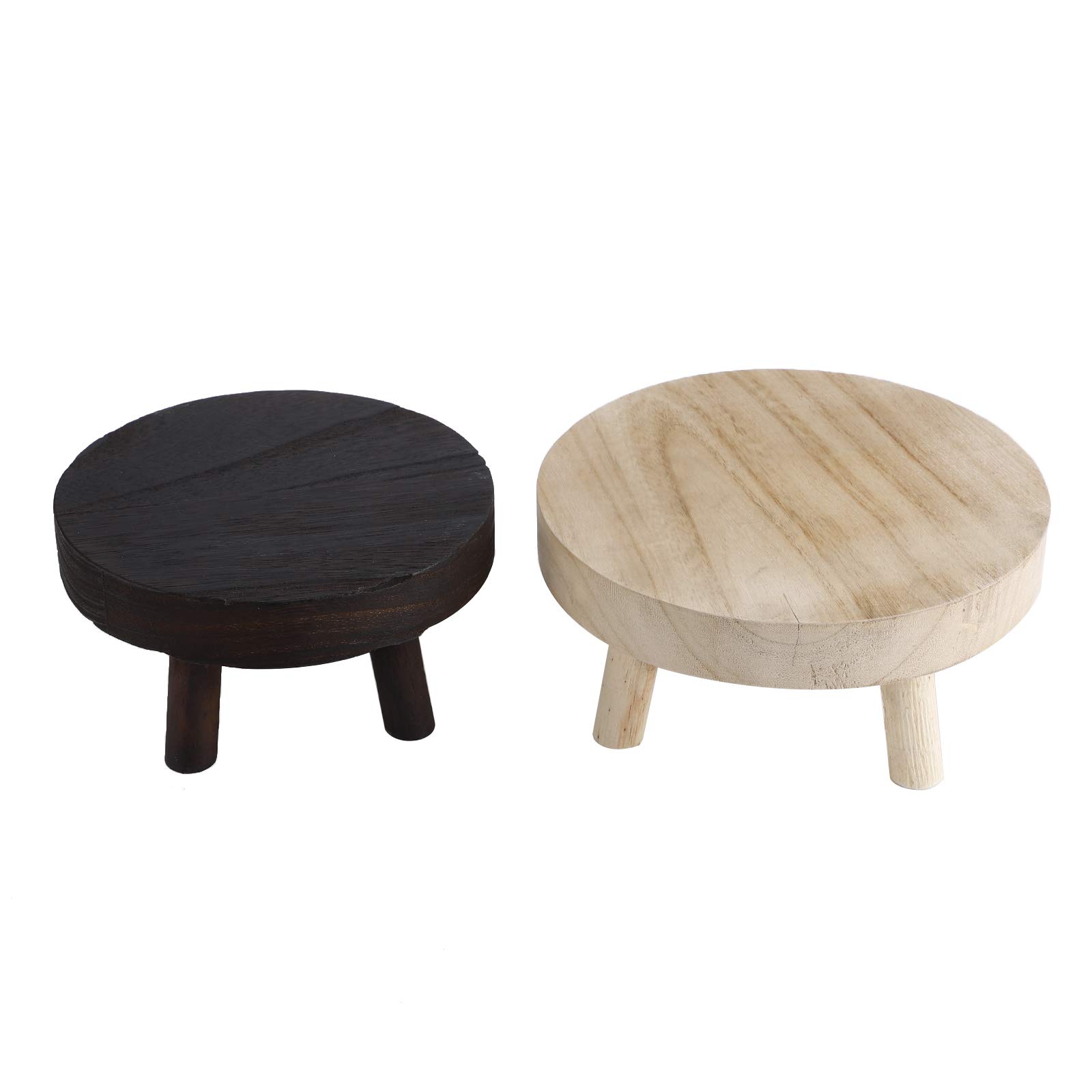Lot De 3 Mini Tabourets En Bois Pour Pot De Fleurs - Supports Décoratifs Ronds S/M/L