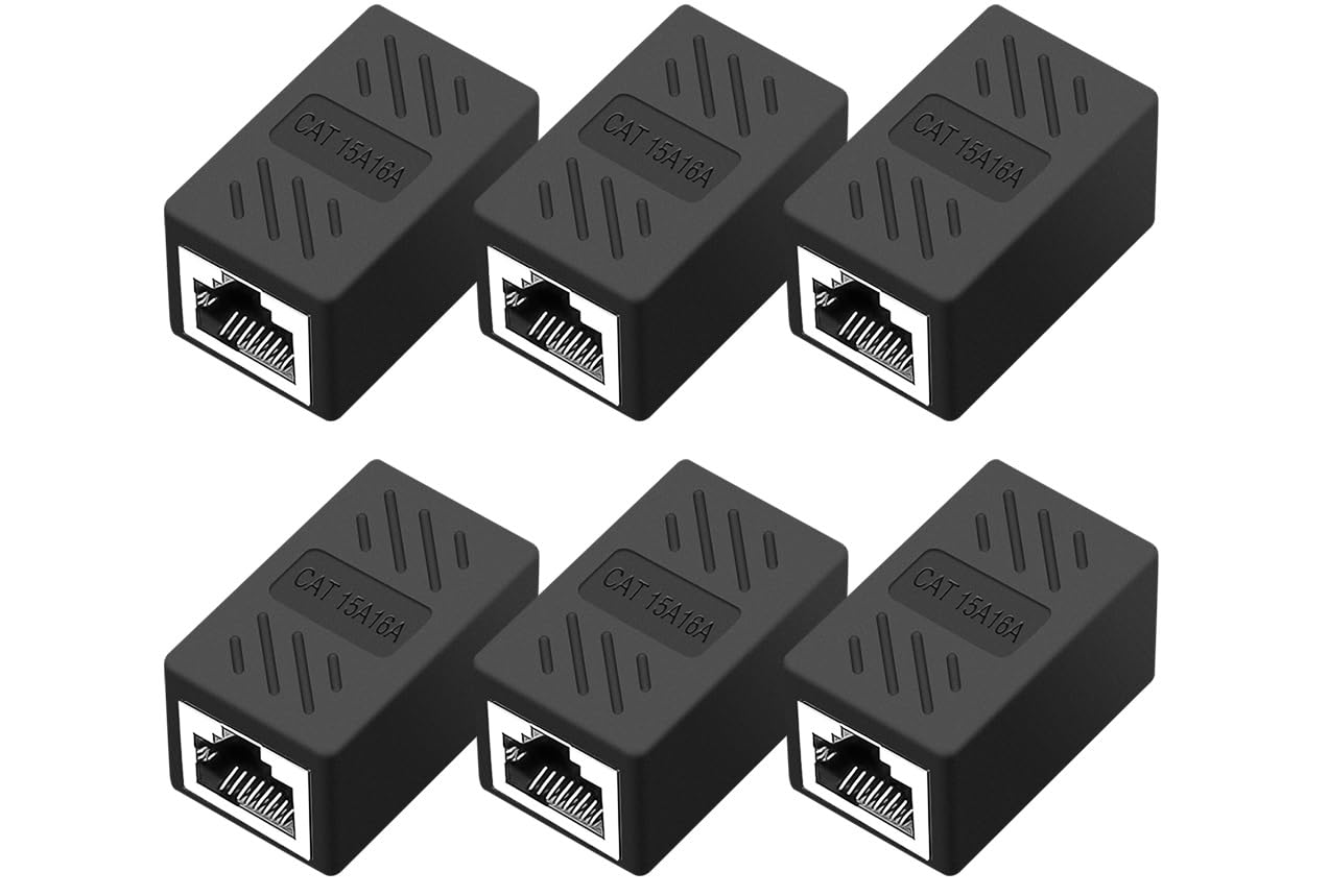 QINGLER RJ45 Cat6 Coupler Ethernet Extender Connector, 10 Pack in line Coupler cat6 cat5e cat5 Ethernet Cable Extender Female to Female Black