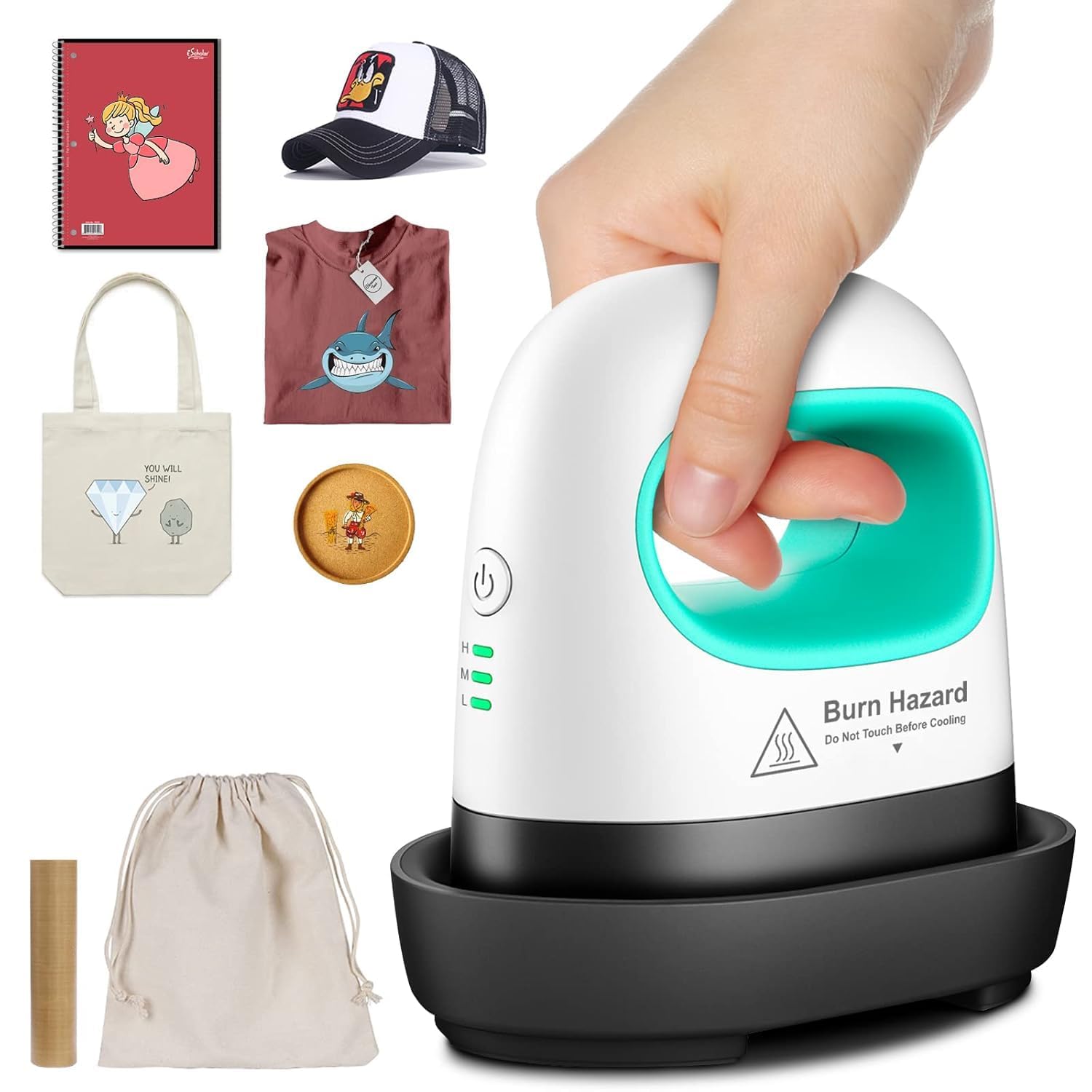 Mini Heat Press Machine for T-Shirt Printing, DIY Portable Hot Press with 3 Heat Settings for HTV Vinyl, Hats, Shoes, Bags, Saree, Pant, Travel & Craft Projects