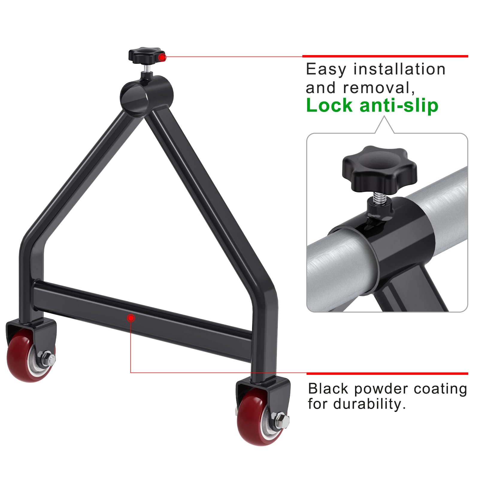 Support de bobine de fil portable, roulettes pivotantes avec frein, distributeur de fil métallique entièrement soudé pour bobines jusqu'à 71,1 cm de diamètre, capacité de 99,8 kg, noir