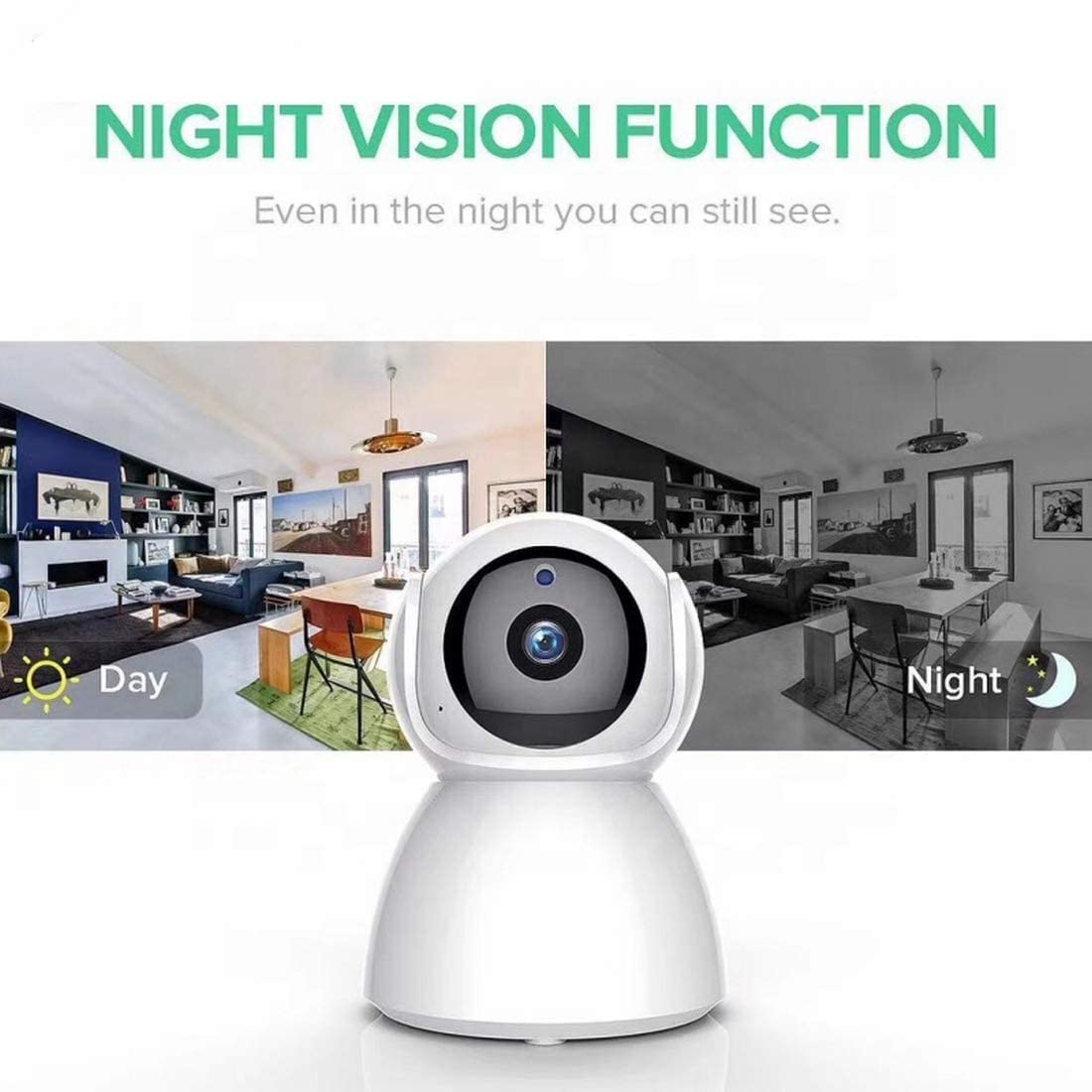 JK Vision V380 WI-FI Full HD 1080P Wireless 360° Rotate IP CCTV Smart Security Camera with Microphone Watch Live Streaming Night Vision Function Motion Sensor Alarm Detector 2 Way Audio 3
