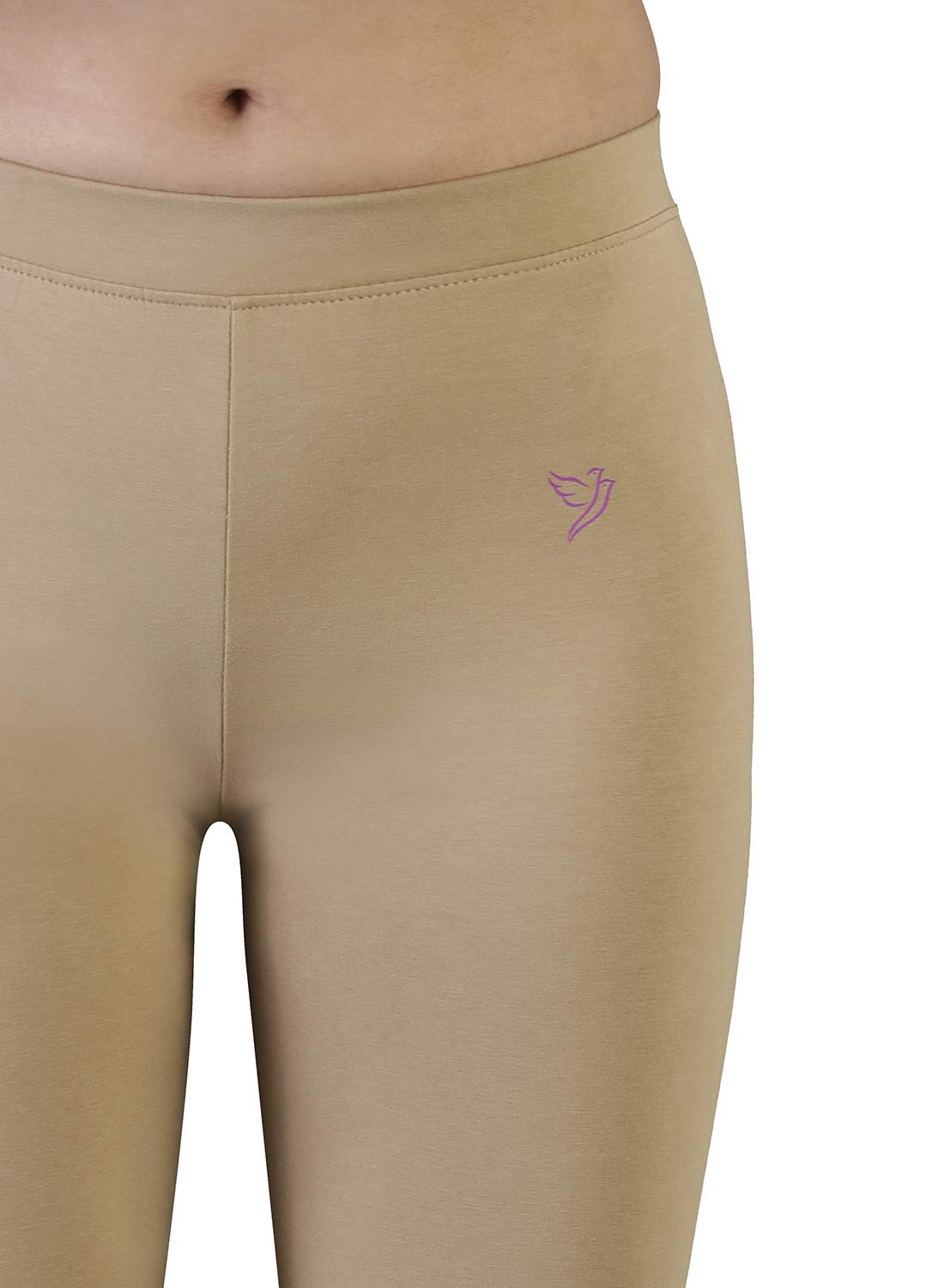 TWIN BIRDS Tailored Cut & Classic Fit Super Stretchable Sand Castle Beige Coloured Cotton Elastane Fabric Churidar Leggings for Women - (XL) - Image 4 thumbnail