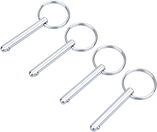 Miniatura 7 de Anillo  Agarre  Pasadores de liberación rápida  Pasador superior Bimini de acero inoxidable 316, diámetro de 38 pulgadas, longitud total 3 pulgadas,