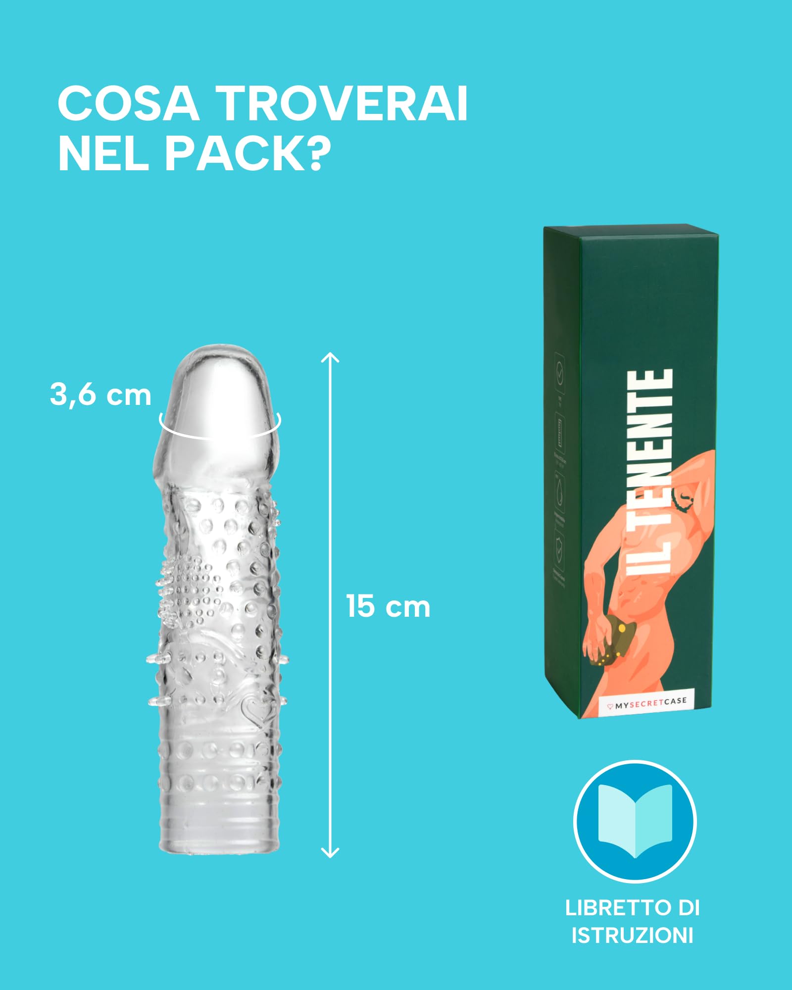 MySecretCase Guaina Pene - Sexytoysys Uomo, Masturbatore Sessuali per Uomini, Prolunga Allarga Penis Indossabile, Sextoys Ingrandimento per Coppia, Aumento Lunghezza Estensione Penis per Lui