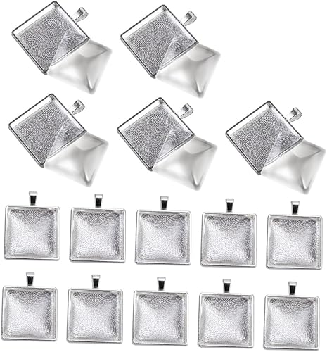 EXCEART 40 juegos colgantes colgantes cuadrados bisel colgante bandejas colgantes artesanía colgantes aleación cúpula Accesorios