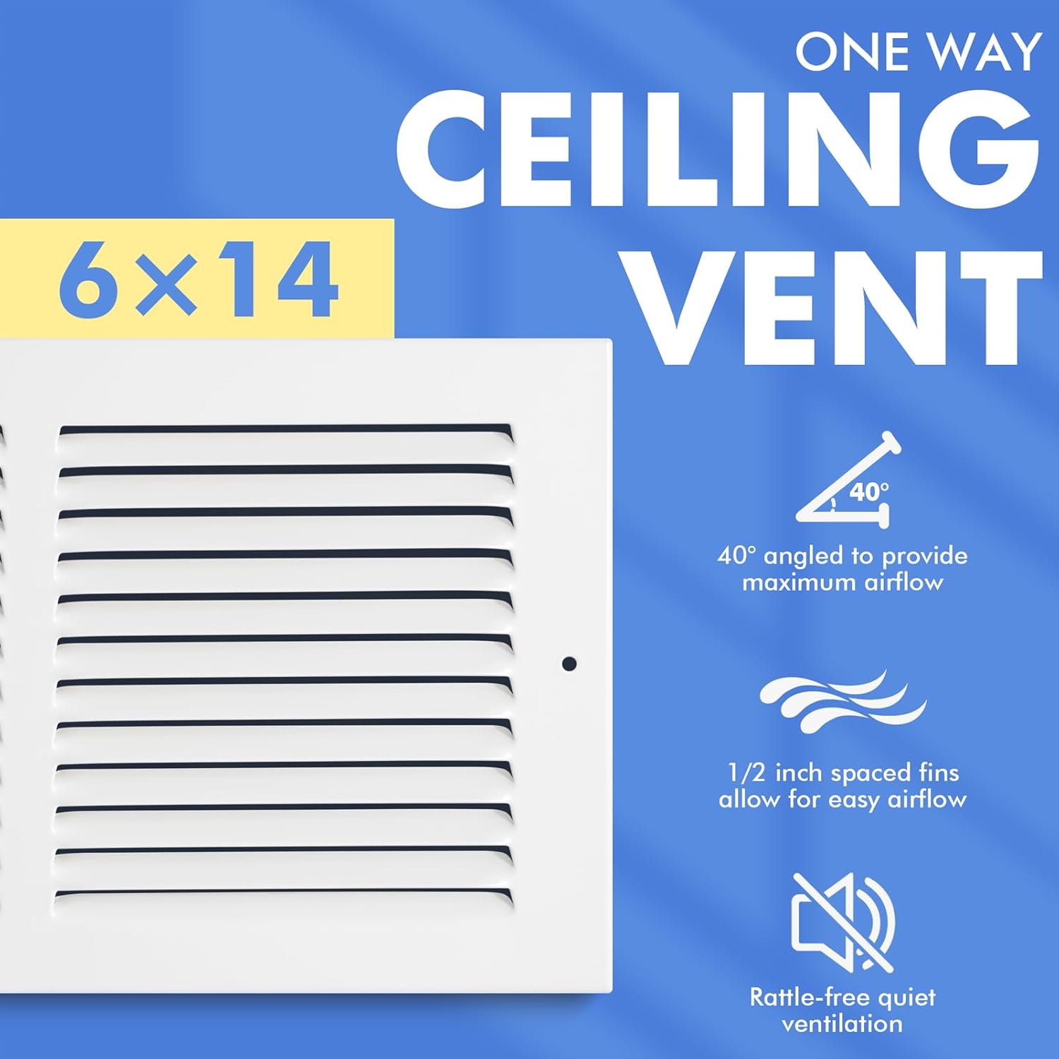 14 x 6 Inch (Duct Opening) Air Vent Cover for Wall or Ceiling, Steel Return Air Grille, HVAC Air Vent Covers-[Outer Dimensions: 15.7"W x 7.8"H], White, 2 Pack
