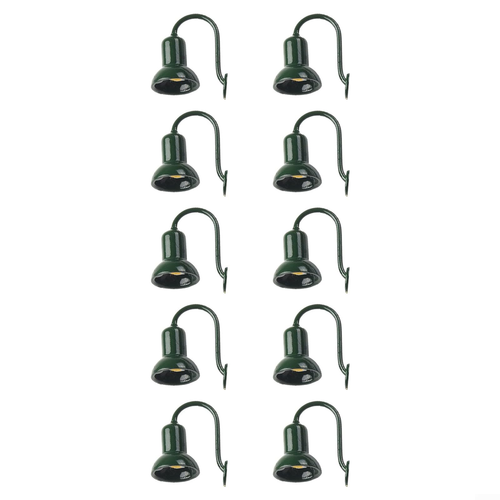 LatoYard HO Scale Street Bracket Light Model Railroad Lamp Posts LED Wall Lights For OO Gauge Building, 10 Pack(Bottle Green)