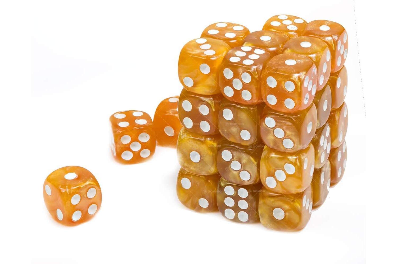 91714 D6 Cube Dice Set, Marbled Gold, 36 x 12 mm