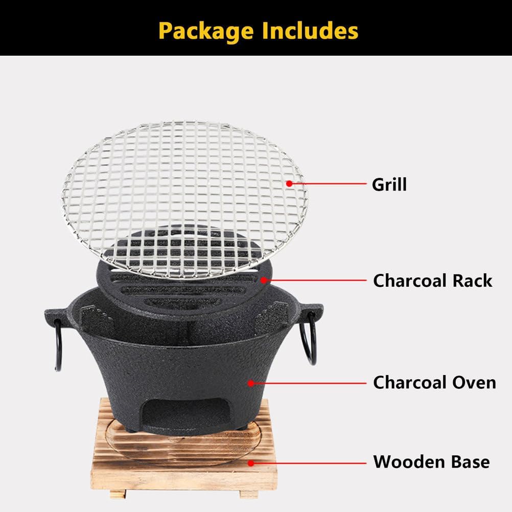 AIZYR BBQ Charcoal Grill, Portable Household Charcoal Barbecue Grill Tabletop Charcoal Stove Camping Grill for Party Outdoor Picnics Hiking,28cm